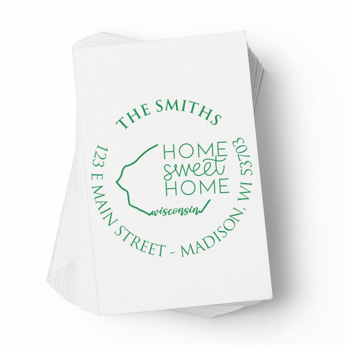 Slim Wisconsin State Home Sweet Home New Home Address Pre-Inked Stamp - Engineer Seal Stamps