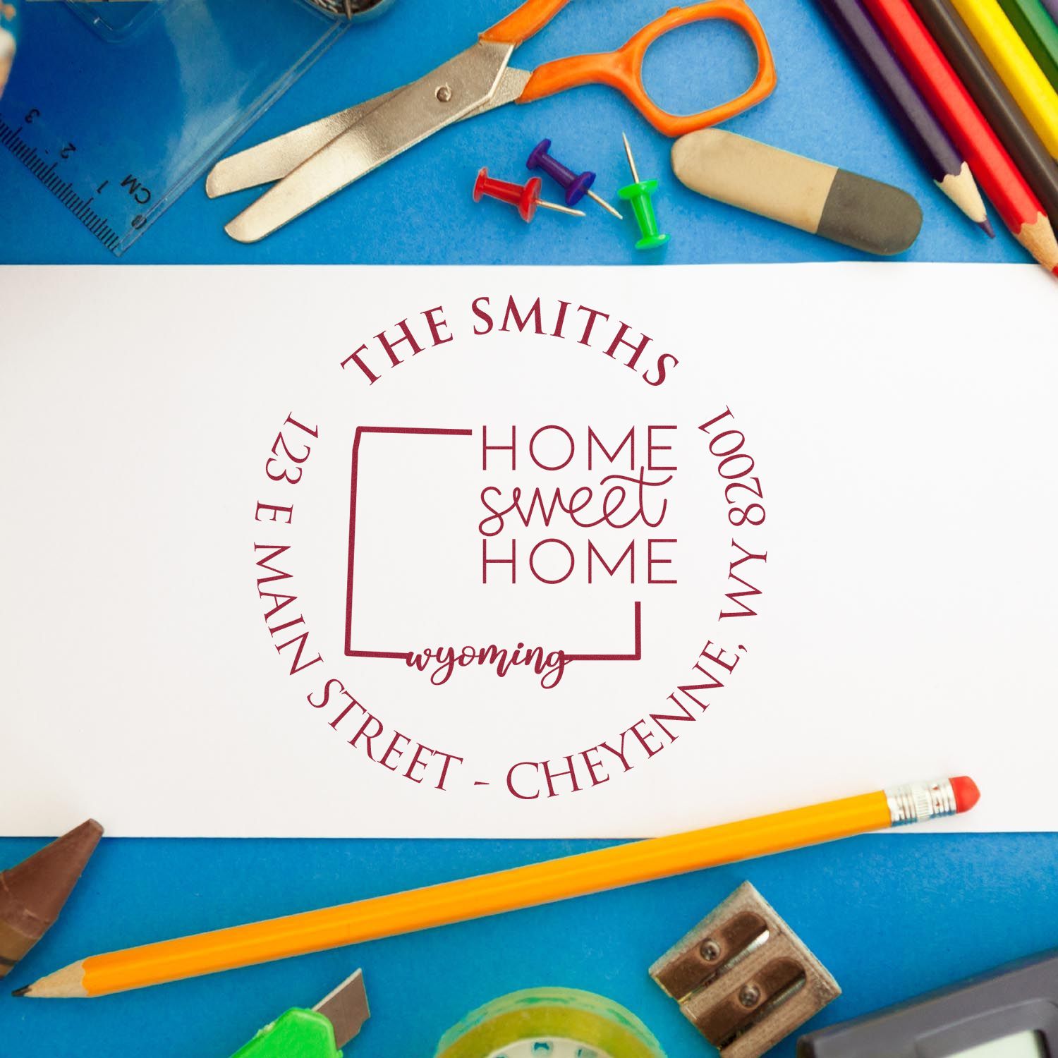 Self-Inking Round Wyoming State Home Sweet Home Custom Home Address For Envelopes Rubber Stamp - Engineer Seal Stamps