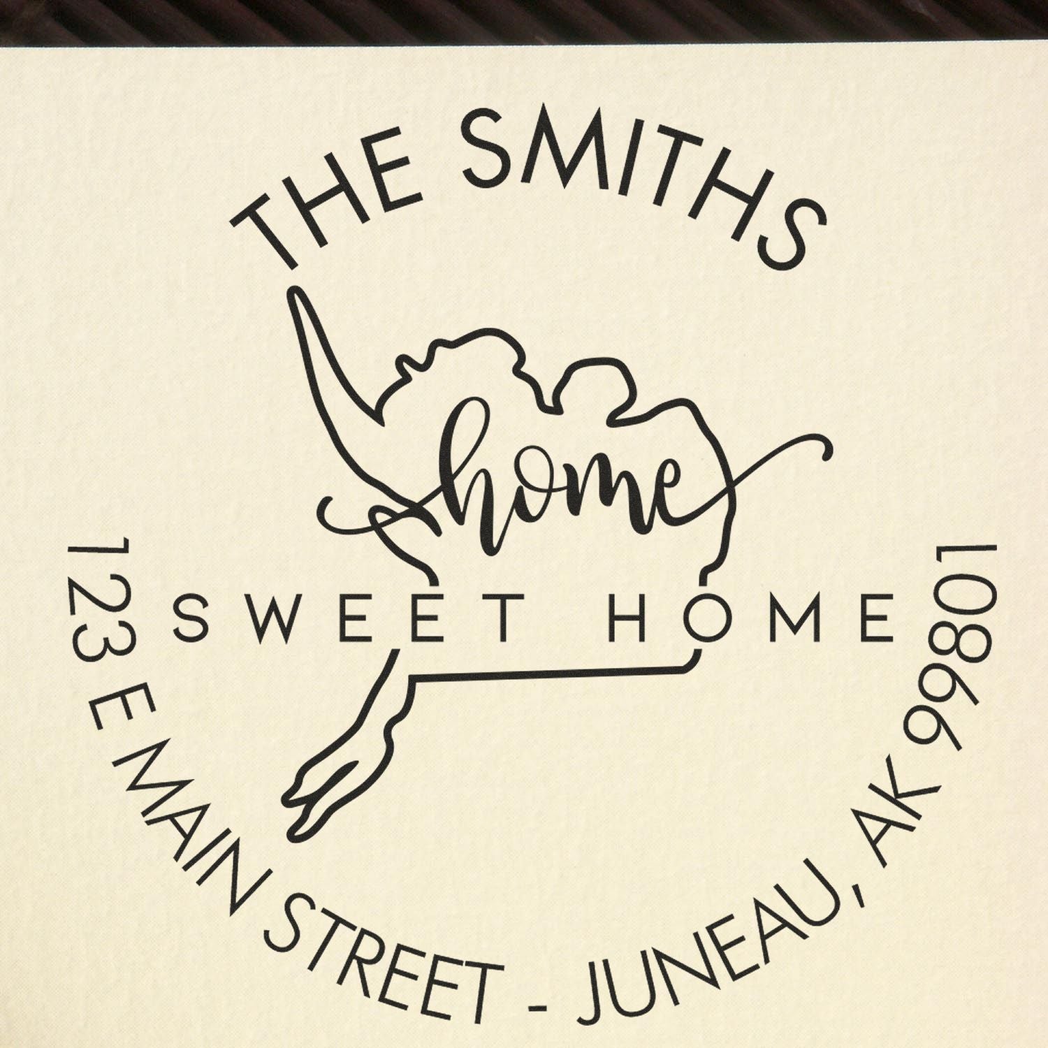 Self-Inking Round Home Sweet Home for Alaska Custom Home Address Rubber Stamp - Engineer Seal Stamps