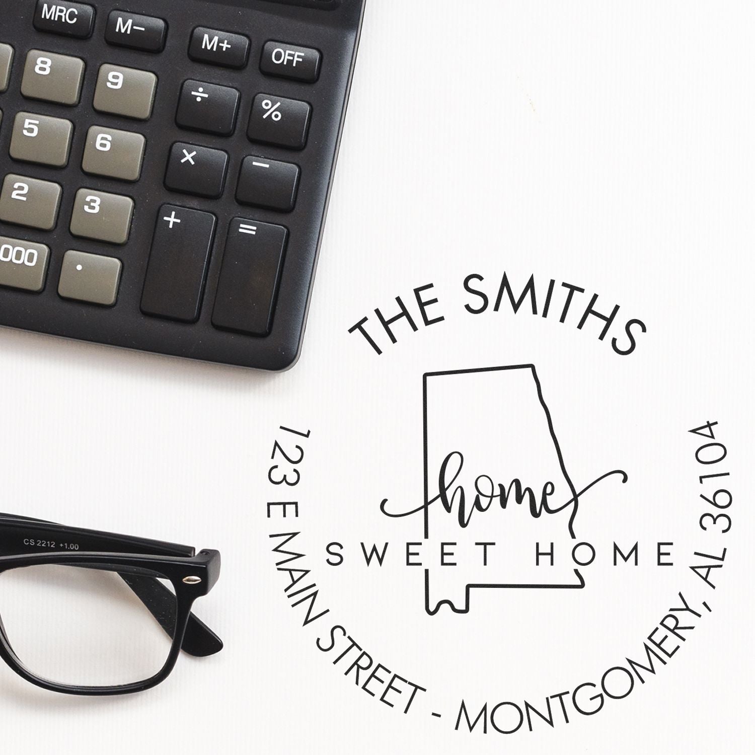 Round PSI Home Sweet Home for Alabama Personalized New Address Stamp - Engineer Seal Stamps