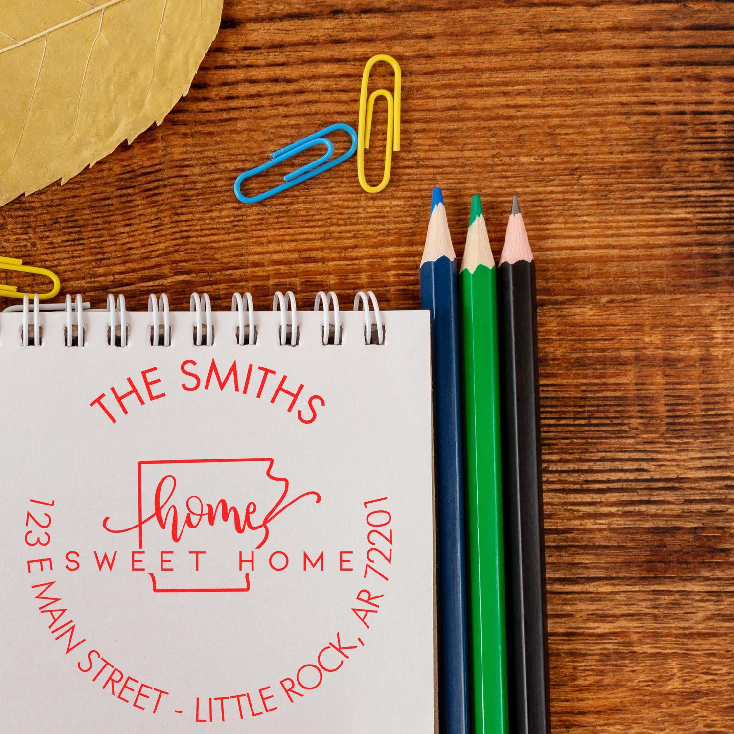 Slim Home Sweet Home for Arkansas Personalized Address Return Pre-Inked Stamp - Engineer Seal Stamps