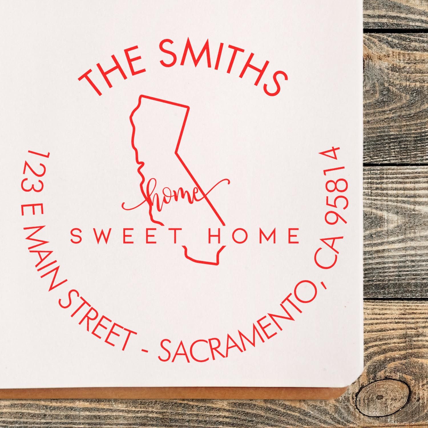 Round PSI Home Sweet Home for California Personalized New Home Address Stamper - Engineer Seal Stamps
