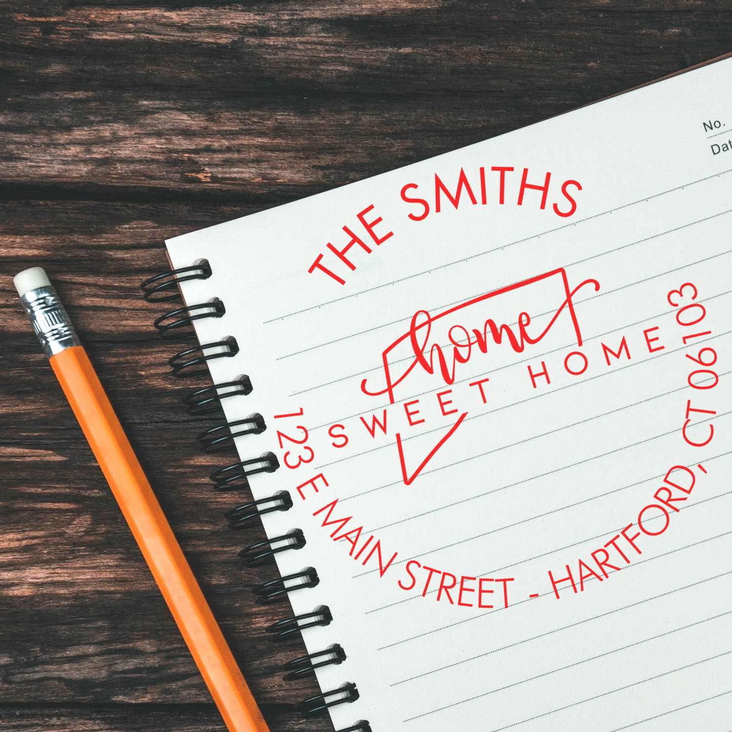 Wooden Handle Round Home Sweet Home for Connecticut Customizable Home Address For Envelopes Rubber Stamp - Engineer Seal Stamps