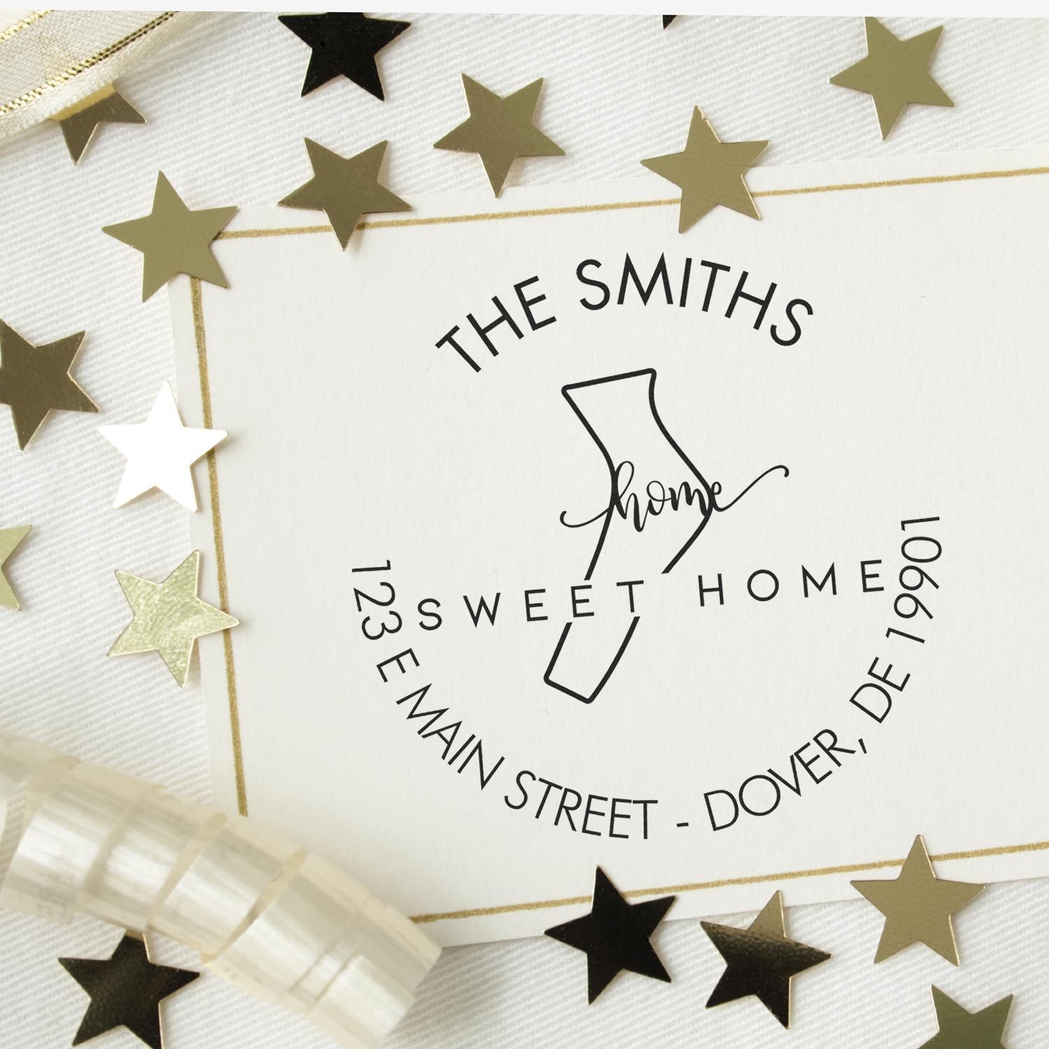 Slim Home Sweet Home for Delaware Personalized Address Stamp - Engineer Seal Stamps