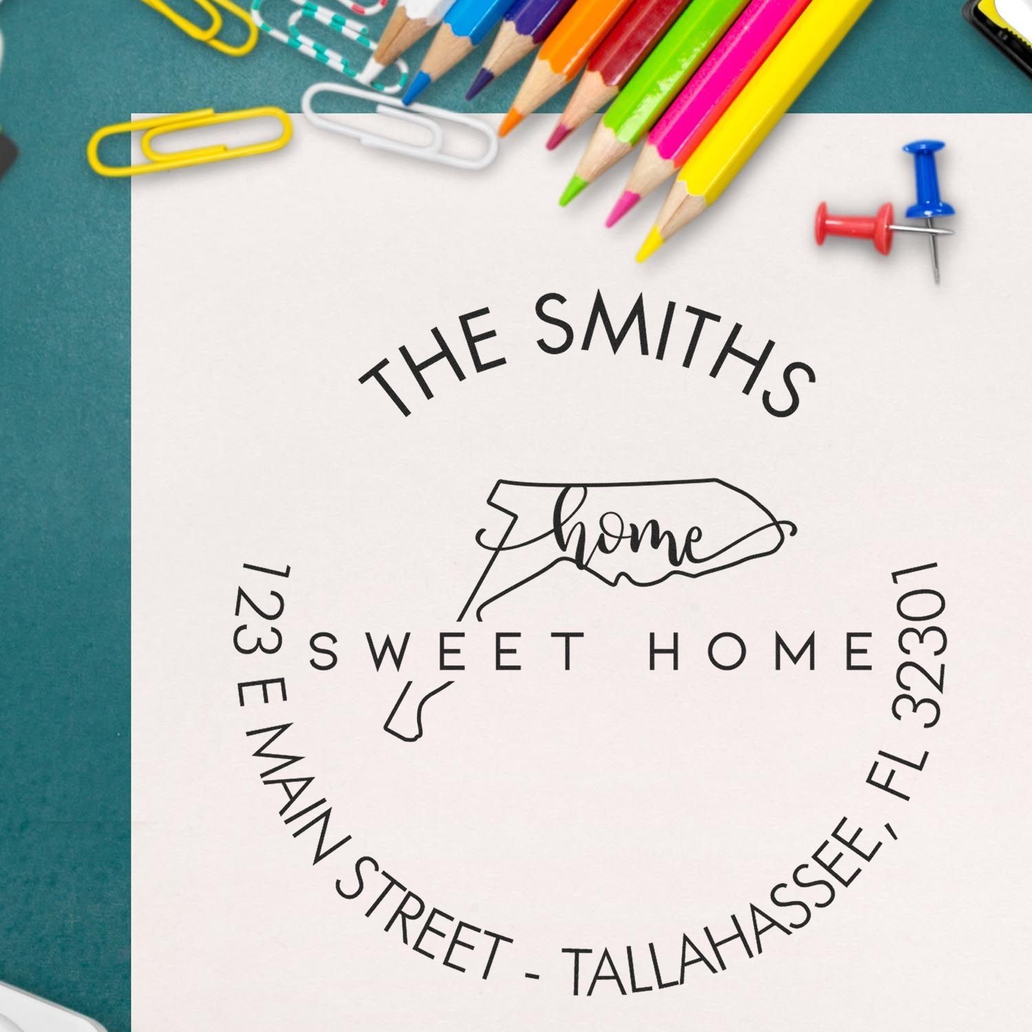 Slim Home Sweet Home for Florida Personalized Address Pre-Inked Stamp - Engineer Seal Stamps