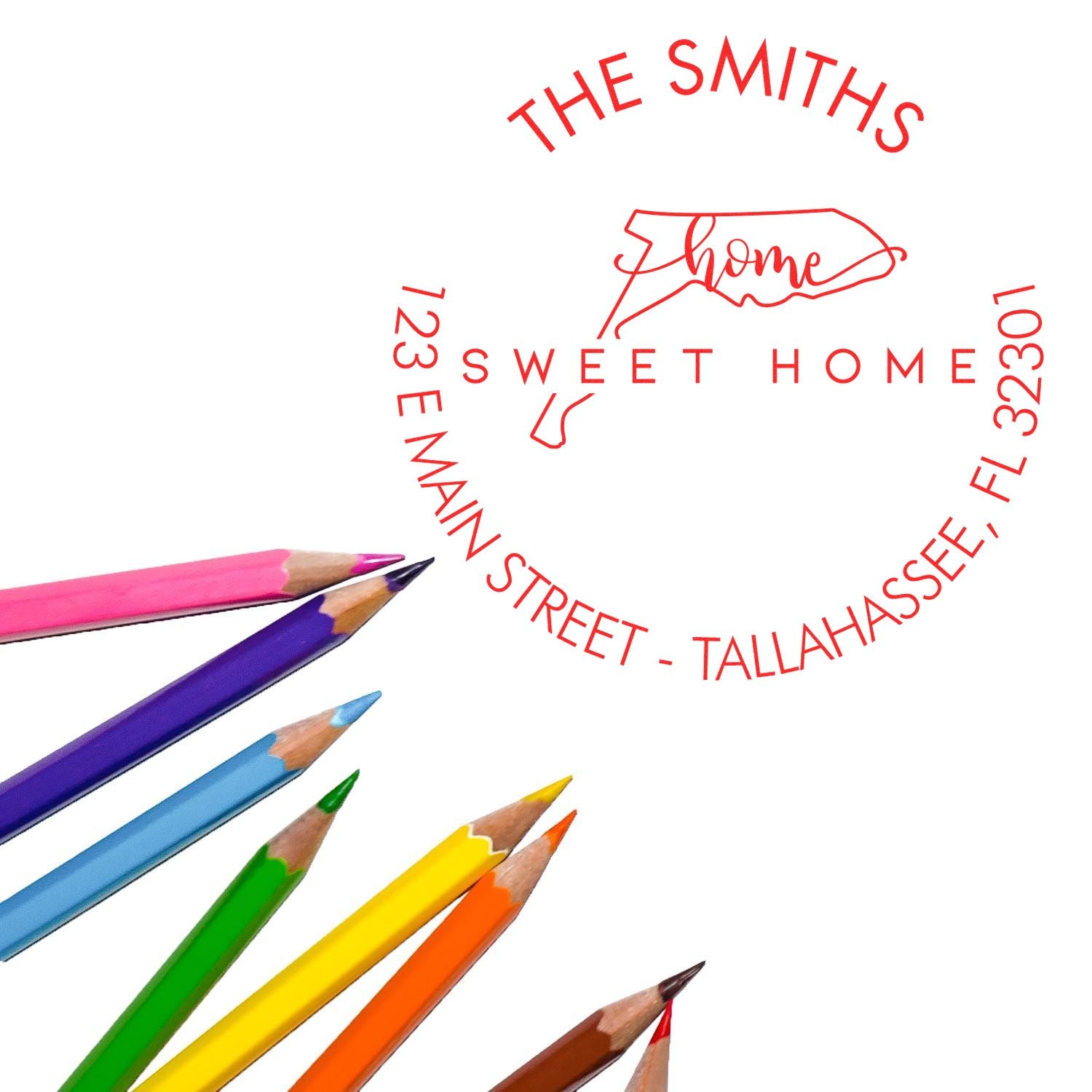 Slim Home Sweet Home for Florida Personalized Address Pre-Inked Stamp - Engineer Seal Stamps