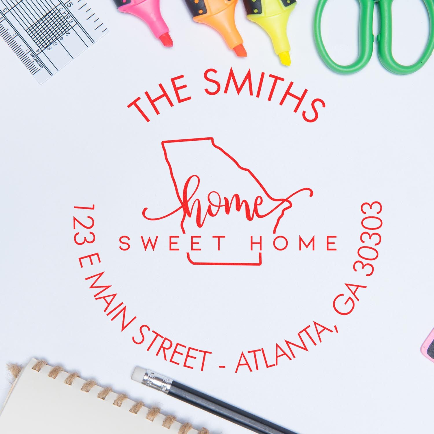 Slim Home Sweet Home for Georgia Personalized Home Address For Envelopes Pre-Inked Stamp - Engineer Seal Stamps