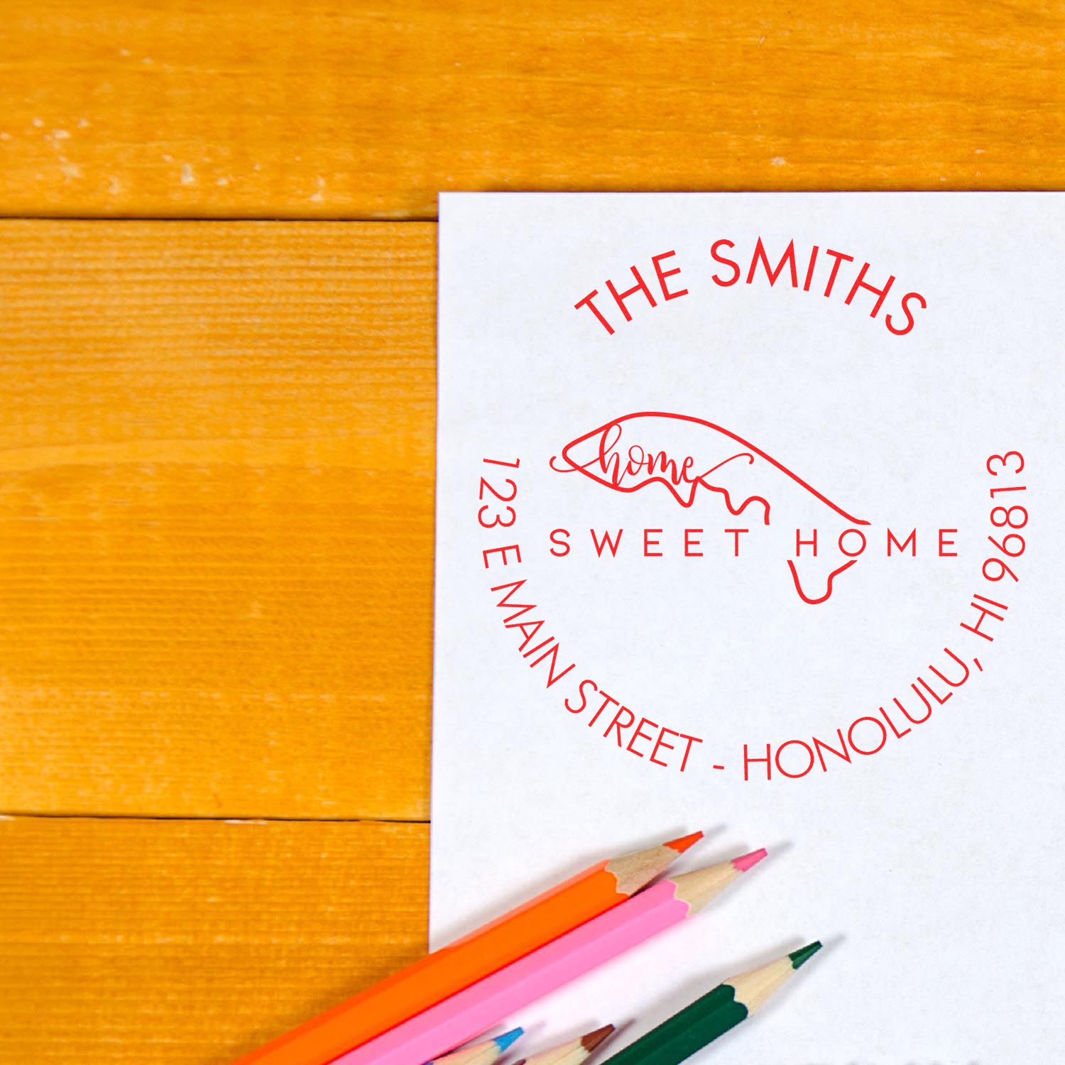 Slim Home Sweet Home for Hawaii Personalized Home Address For Envelopes Stamp - Engineer Seal Stamps