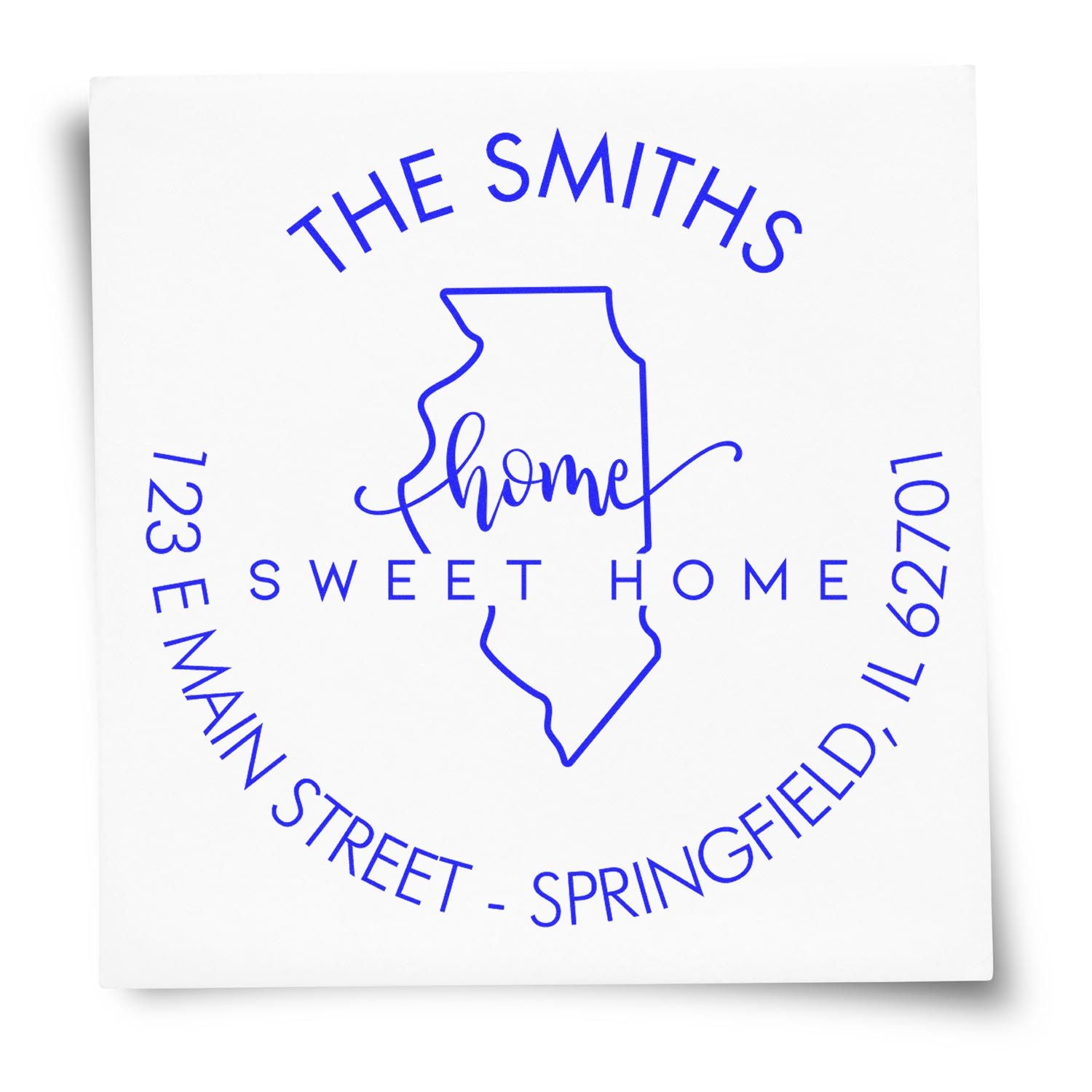 Wooden Handle Round Home Sweet Home for Illinois Customizable Mail Address Rubber Stamp - Engineer Seal Stamps
