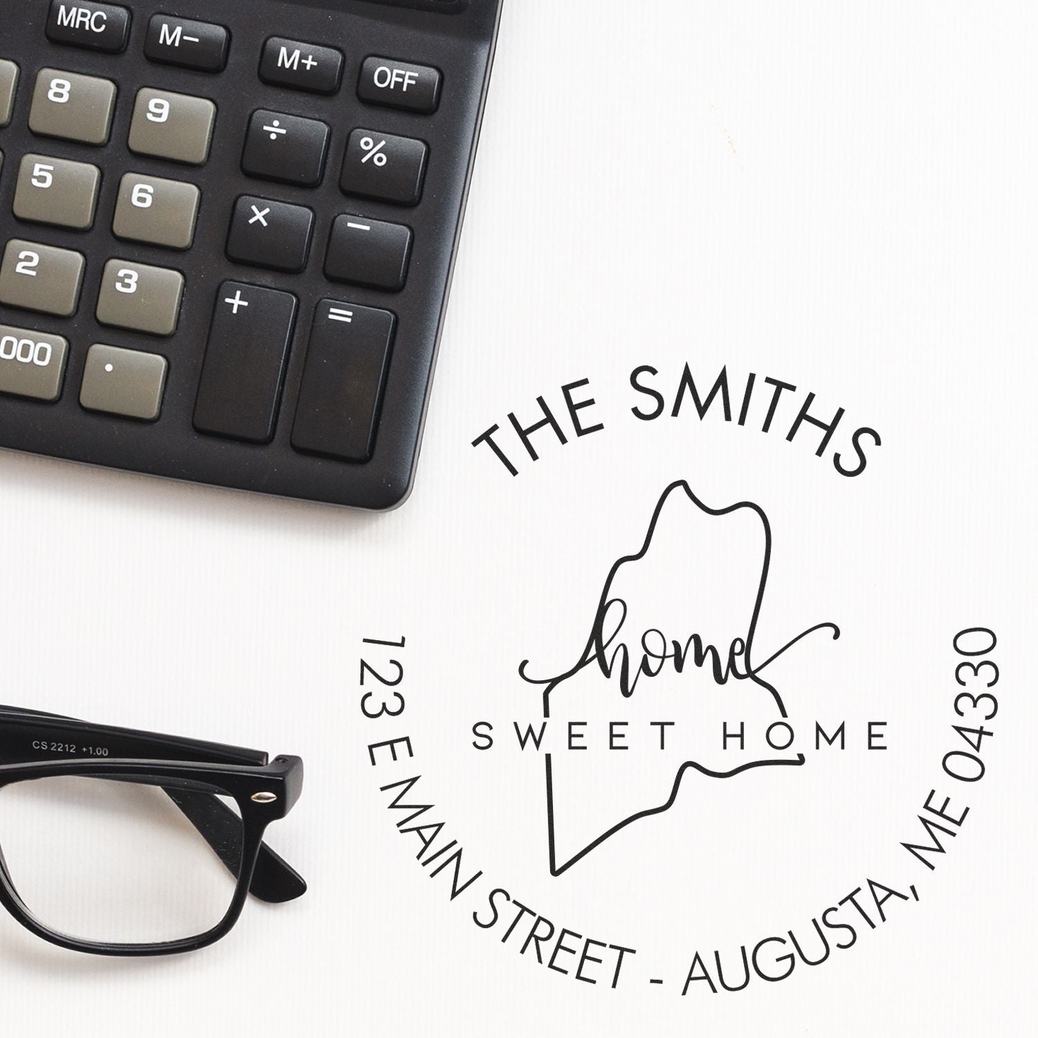 Round PSI Home Sweet Home for Maine Address Stamp - Engineer Seal Stamps