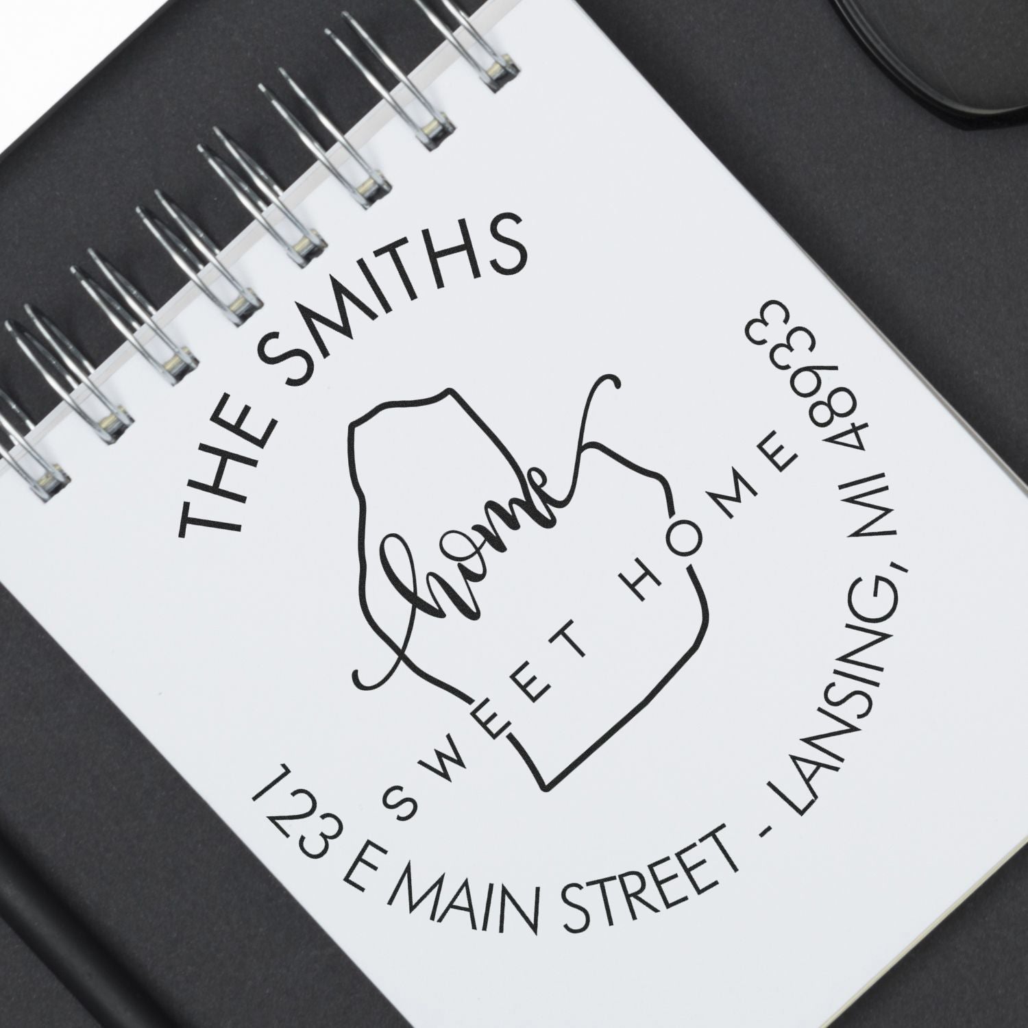 Self-Inking Round Home Sweet Home for Michigan Custom New Address Stamper - Engineer Seal Stamps