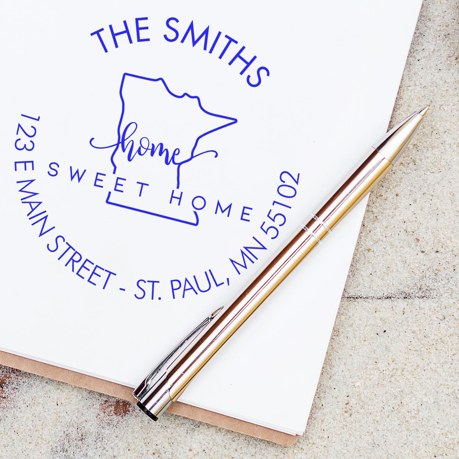 Slim Home Sweet Home for Minnesota Personalized Mailing Address Stamp - Engineer Seal Stamps