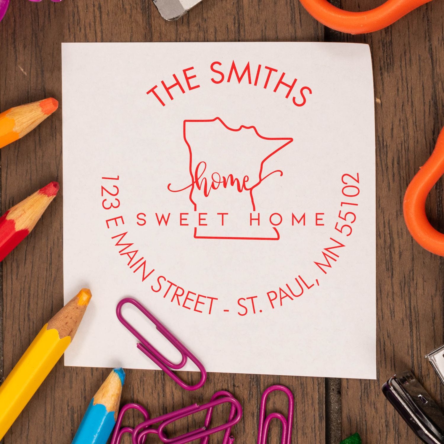 Round PSI Home Sweet Home for Minnesota Custom Address Label Stamper - Engineer Seal Stamps