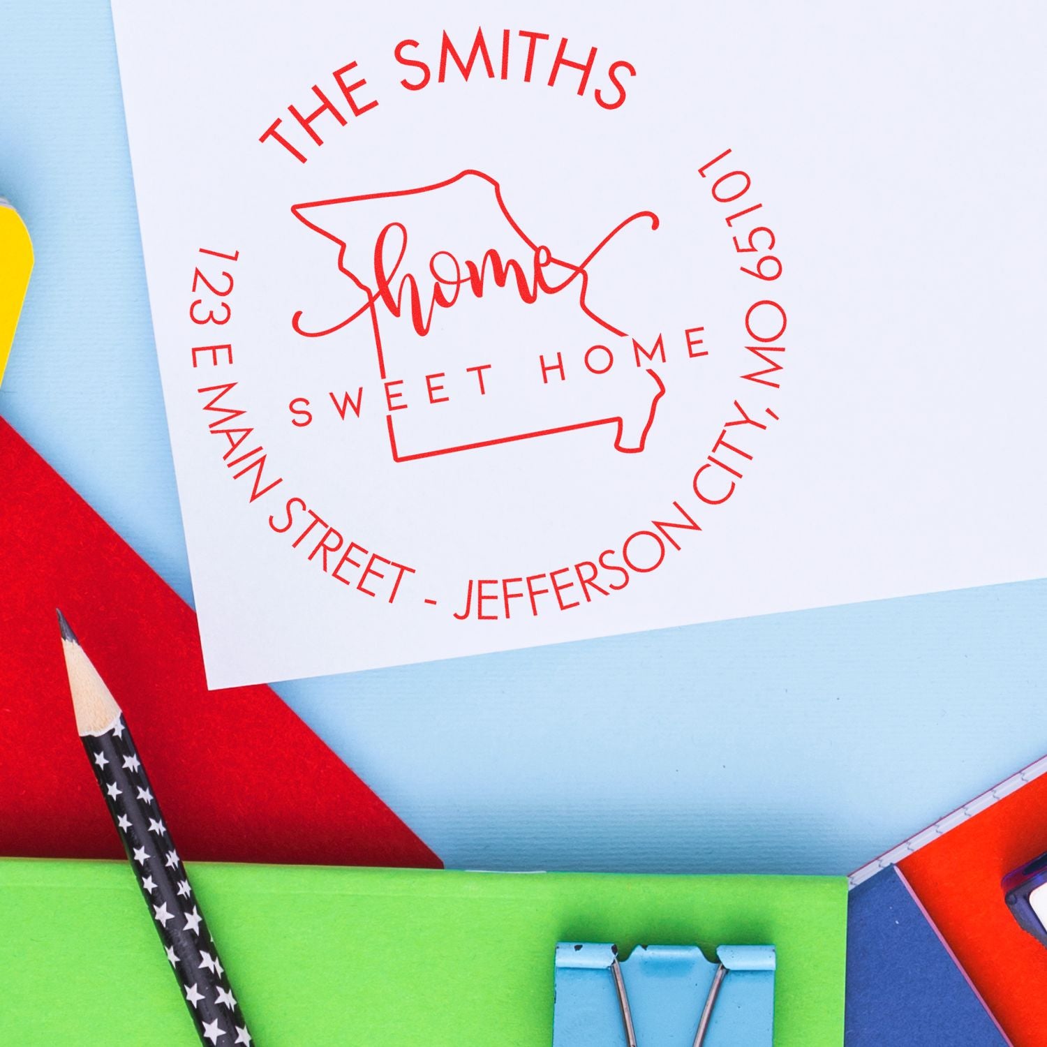 Slim Home Sweet Home for Missouri Personalized Mailing Pre-Inked Stamp - Engineer Seal Stamps