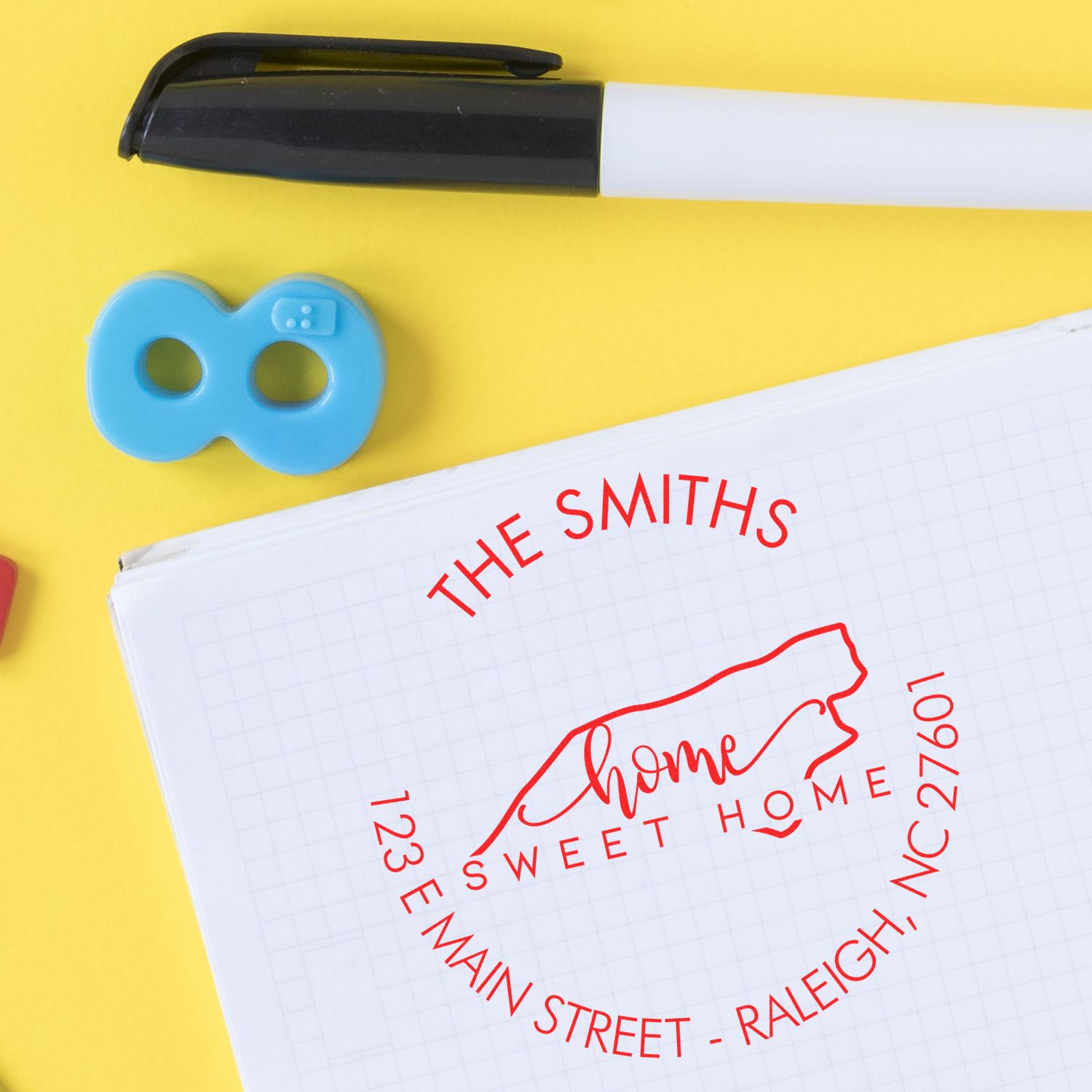 Self-Inking Round Home Sweet Home for North Carolina Customizable Address Return Stamp - Engineer Seal Stamps
