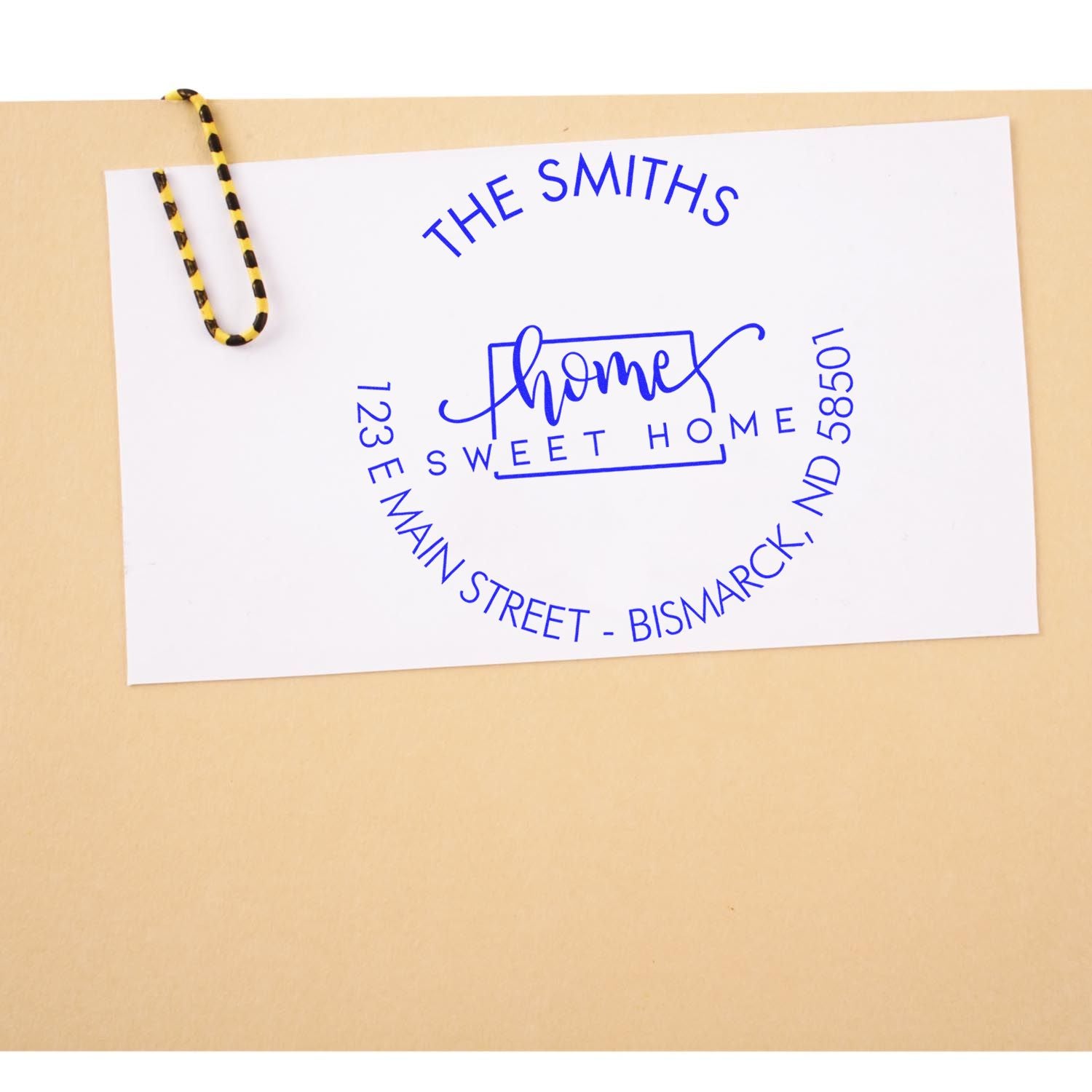 Slim Home Sweet Home for North Dakota Personalized New Home Address Pre-Inked Stamp - Engineer Seal Stamps