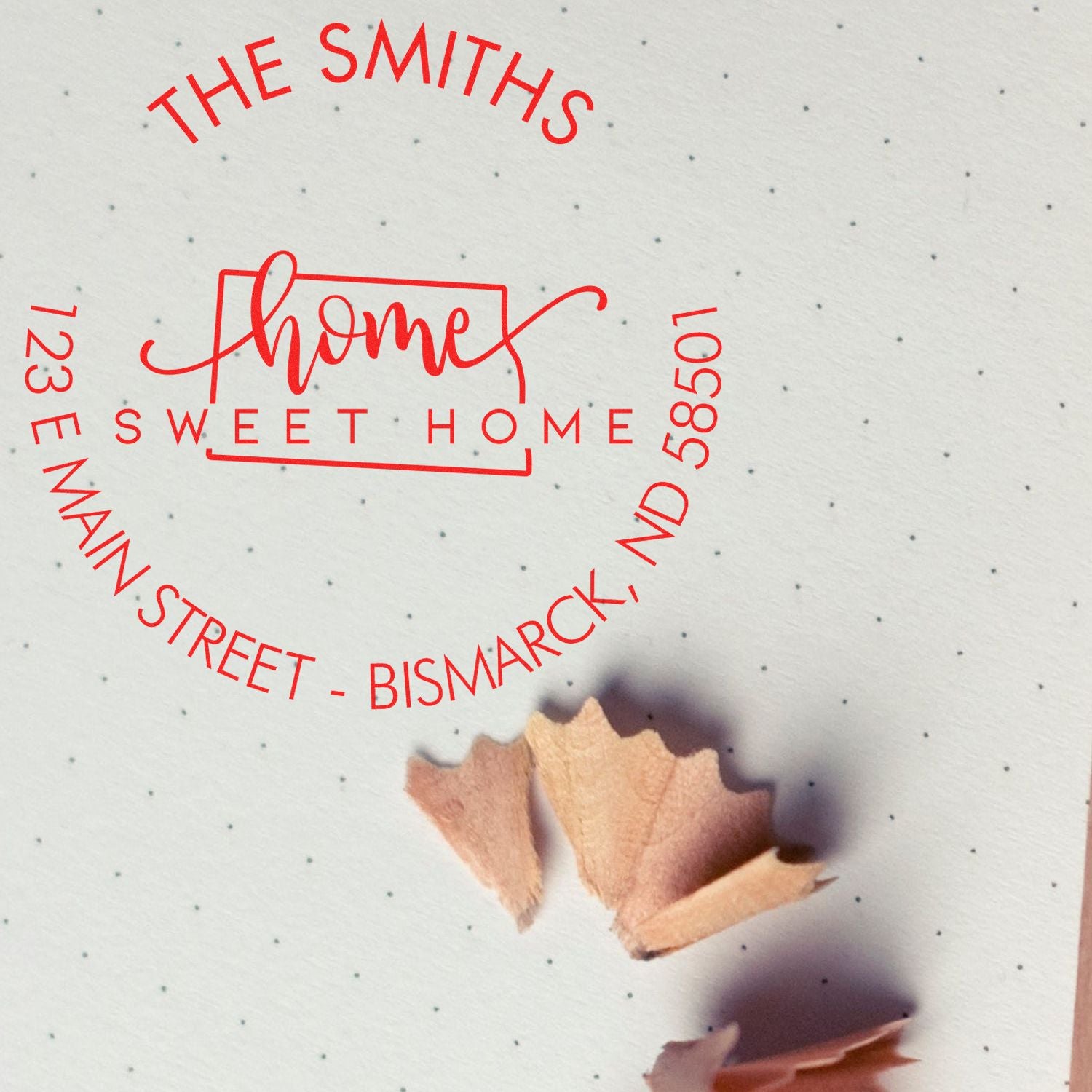 Round PSI Home Sweet Home for North Dakota Custom Home Address Stamp - Engineer Seal Stamps