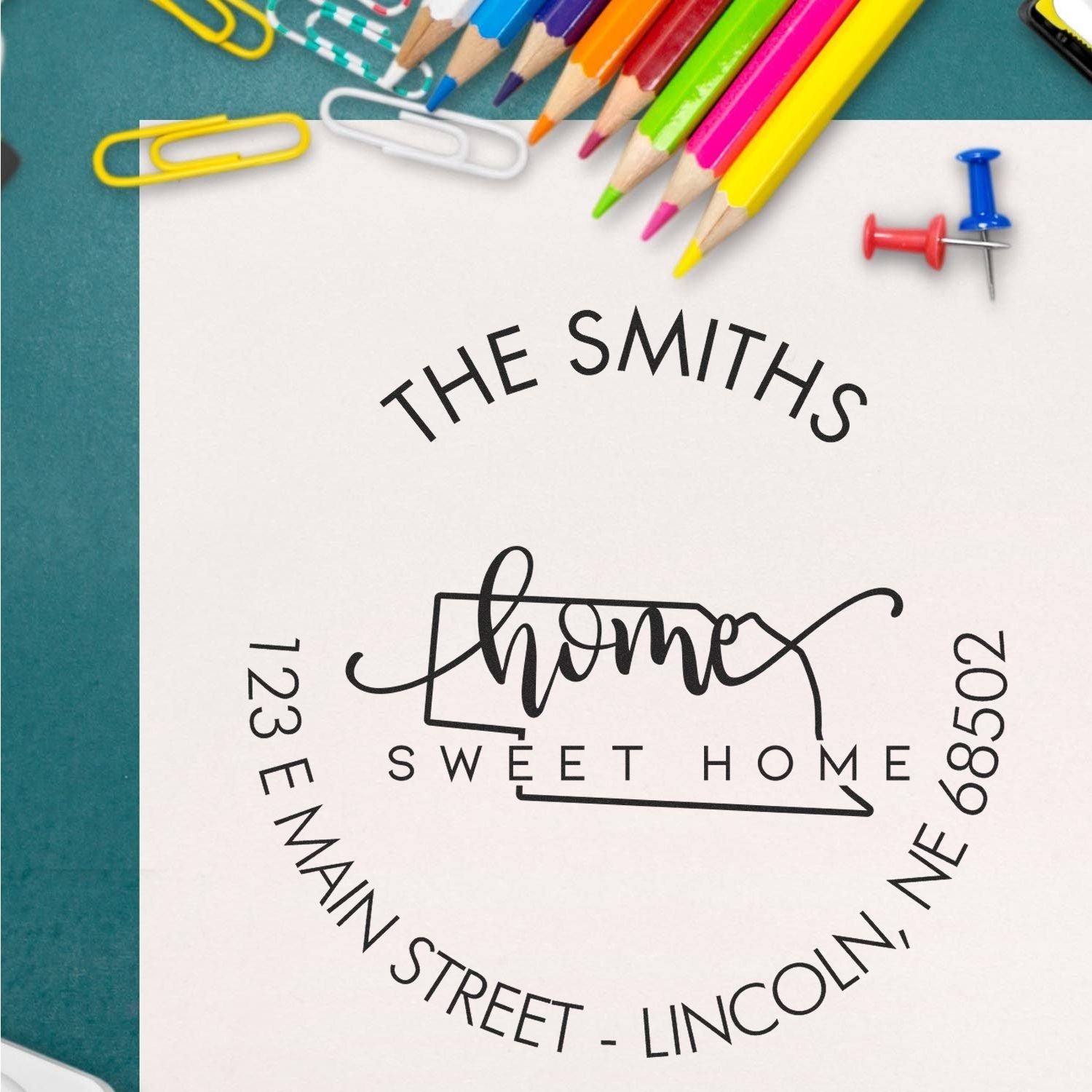 Slim Home Sweet Home for Nebraska Personalized Mailing Pre-Inked Stamp - Engineer Seal Stamps