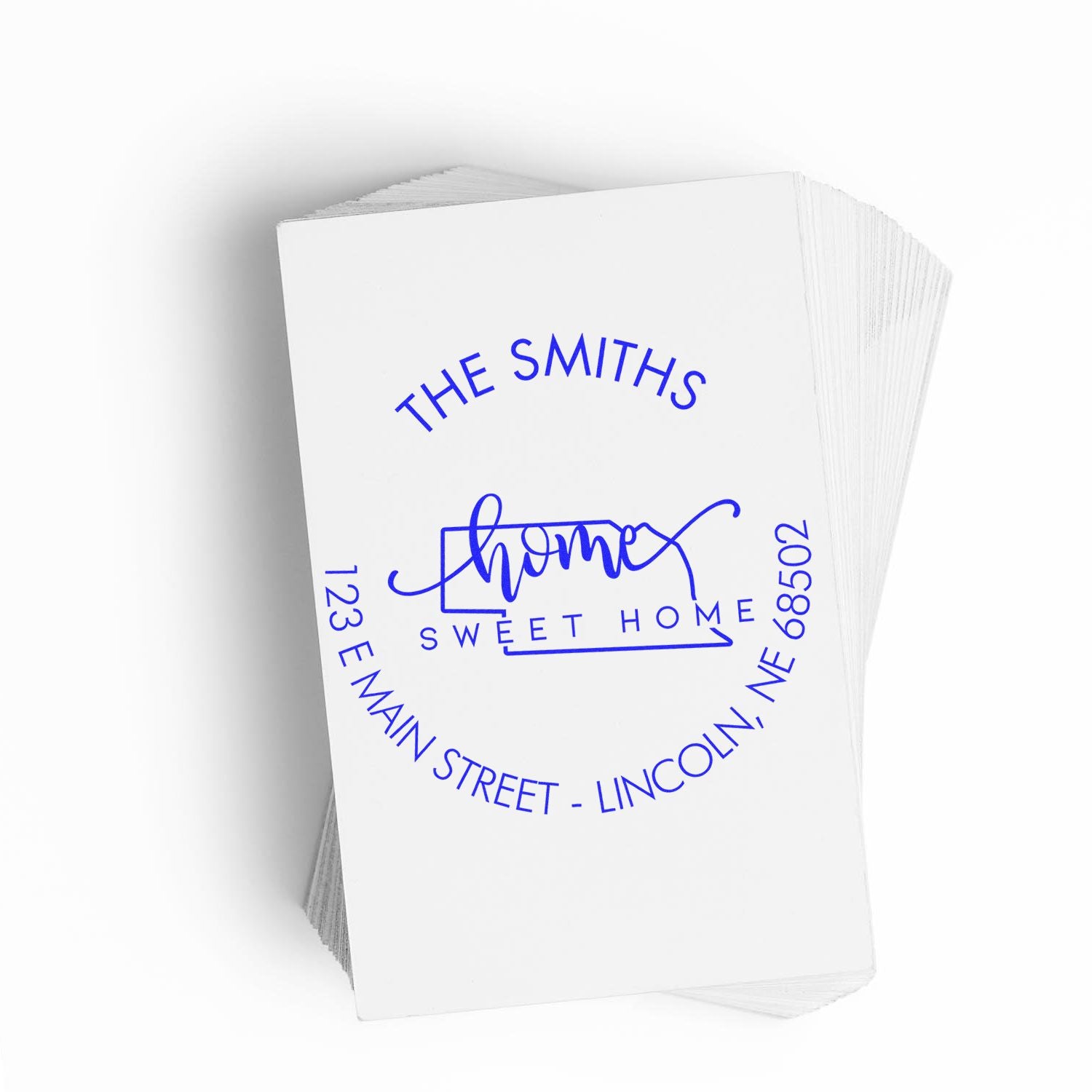 Wooden Handle Round Home Sweet Home for Nebraska Customizable Name and Address Rubber Stamp - Engineer Seal Stamps