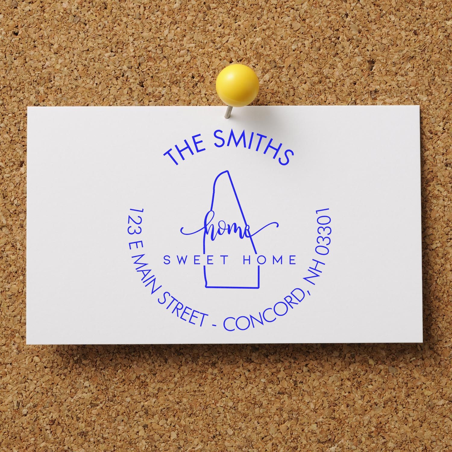 Self-Inking Round Home Sweet Home for New Hampshire Customizable Address Label Rubber Stamp - Engineer Seal Stamps