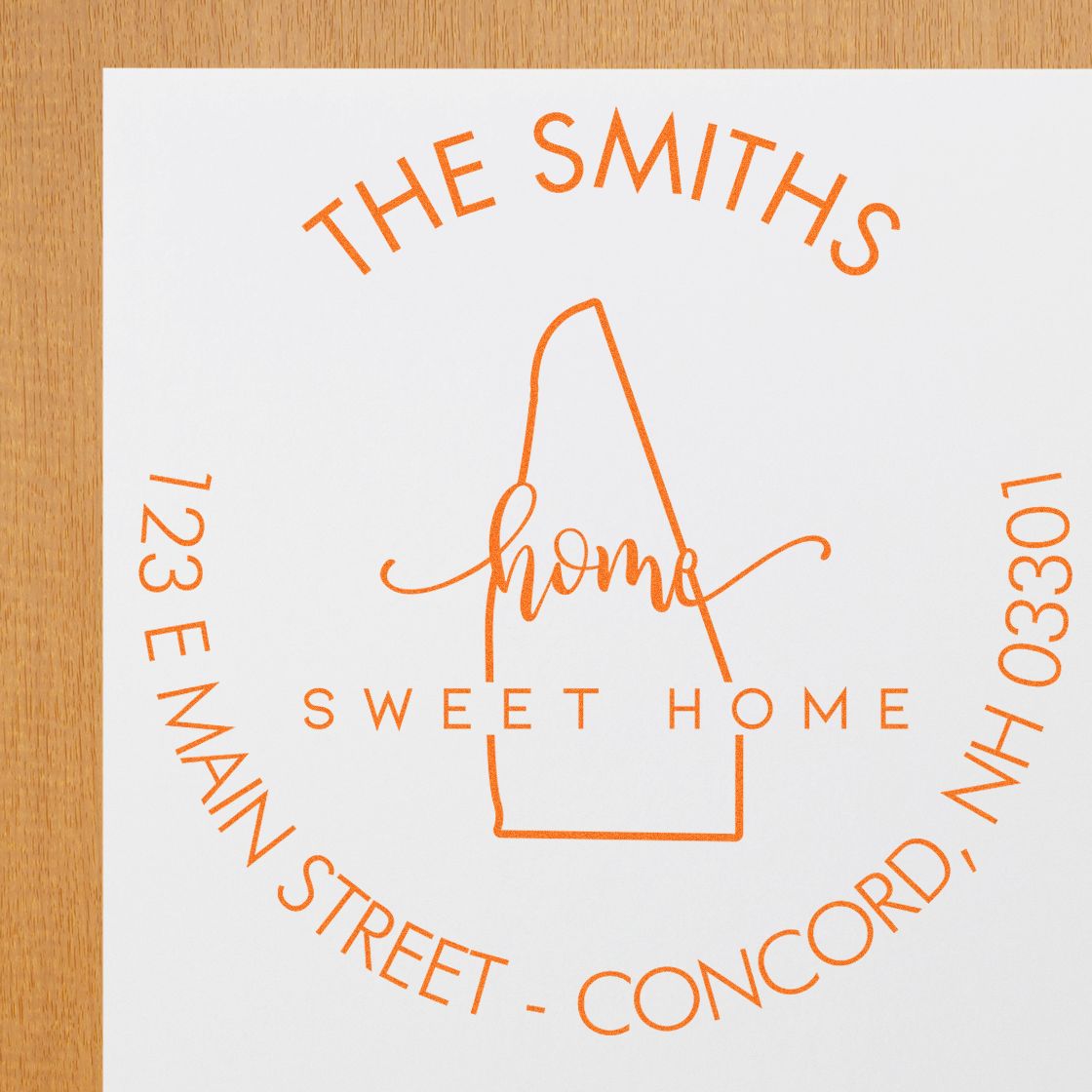 Self-Inking Round Home Sweet Home for New Hampshire Customizable Address Label Rubber Stamp - Engineer Seal Stamps