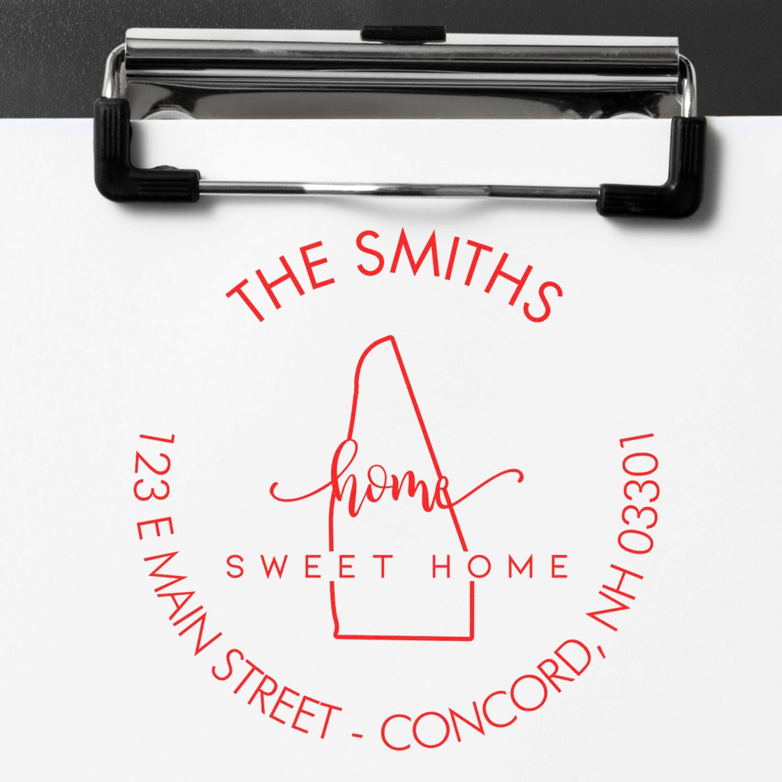 Slim Home Sweet Home for New Hampshire Personalized Name and Address Stamp - Engineer Seal Stamps