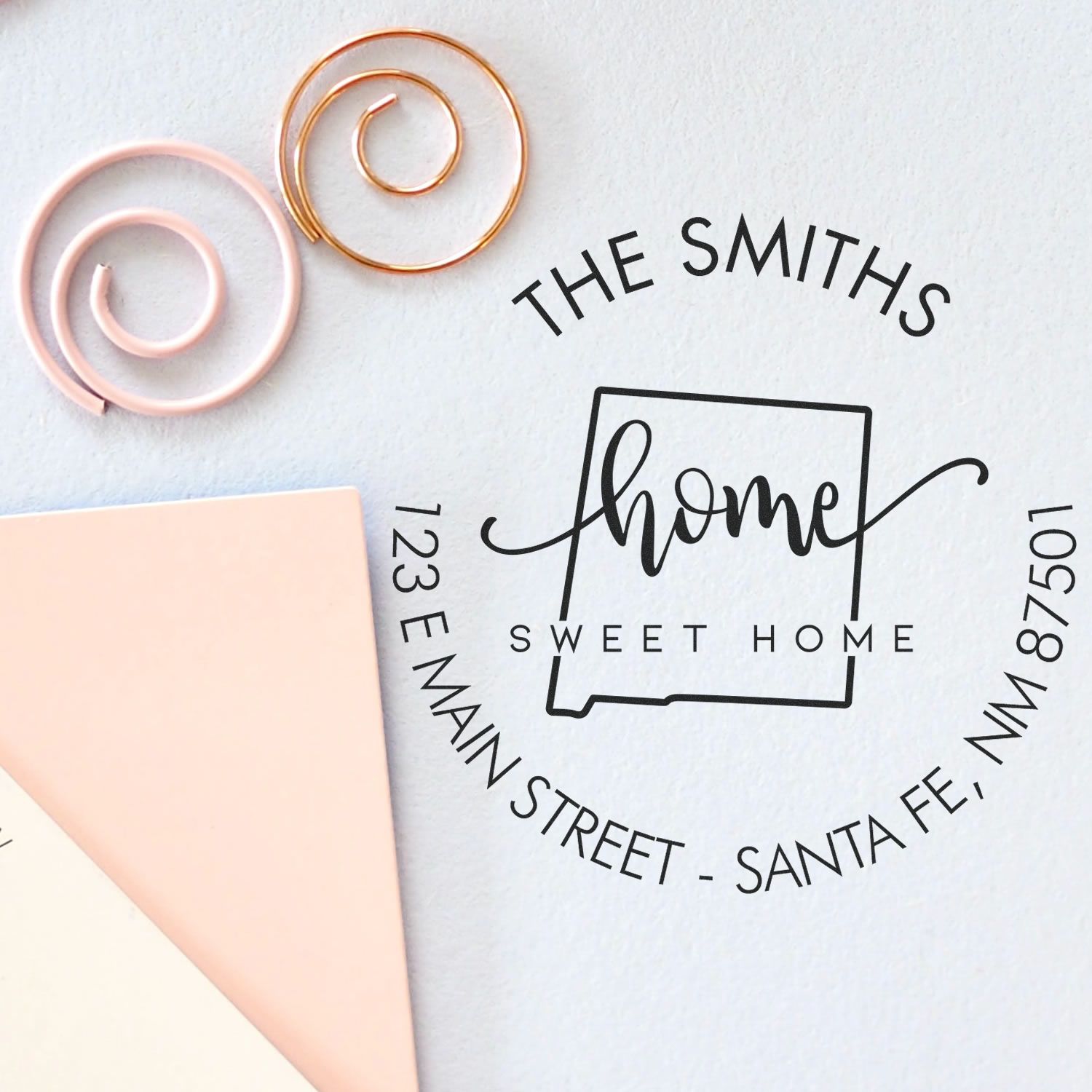 Round PSI Home Sweet Home for New Mexico Custom Home Address For Envelopes Stamp - Engineer Seal Stamps