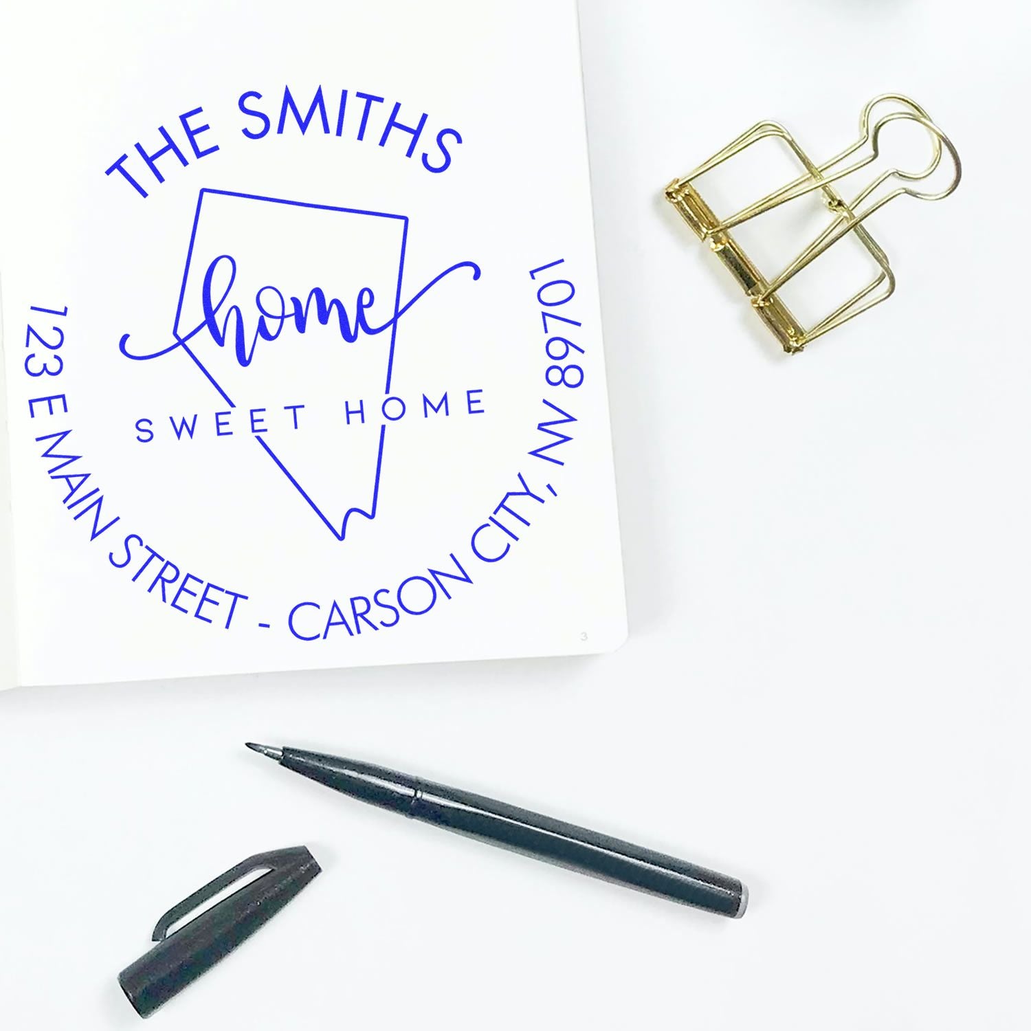 Slim Home Sweet Home for Nevada Personalized Name and Address Pre-Inked Stamp - Engineer Seal Stamps