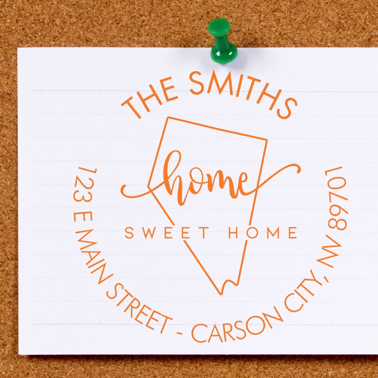 Wooden Handle Round Home Sweet Home for Nevada Customizable New Address Rubber Stamp - Engineer Seal Stamps
