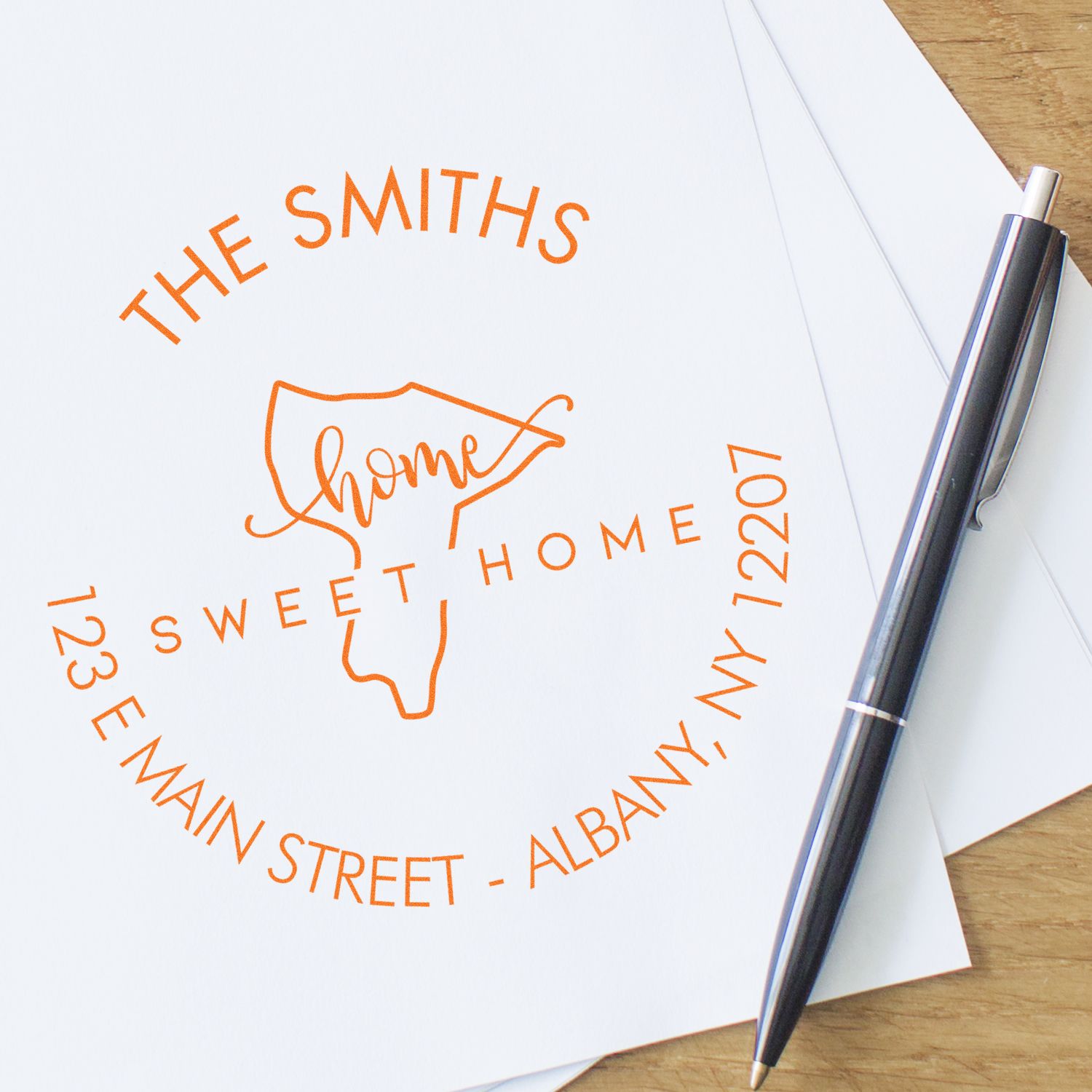 Round PSI Home Sweet Home for New York Custom Home Address For Envelopes Stamper - Engineer Seal Stamps