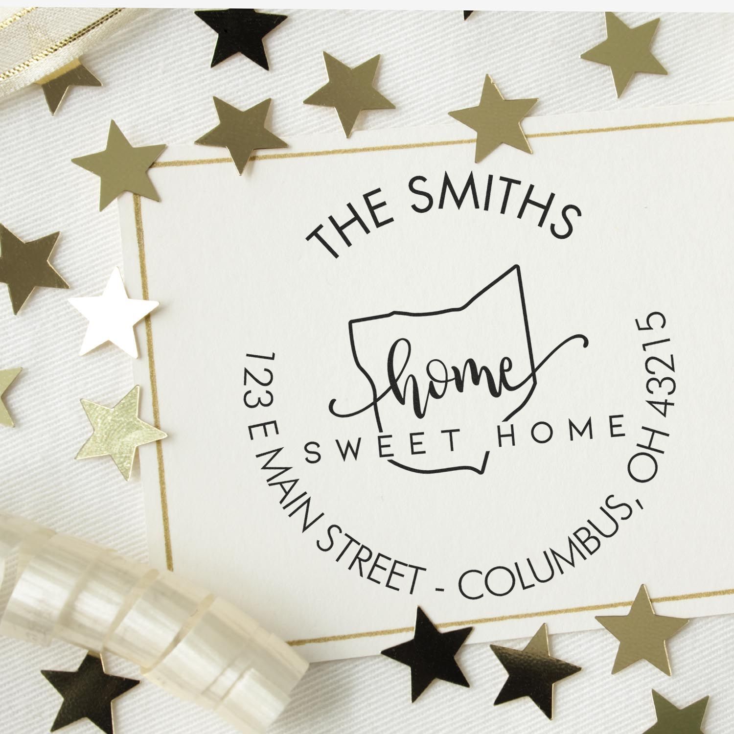 Slim Home Sweet Home for Ohio Personalized New Home Address Stamp - Engineer Seal Stamps