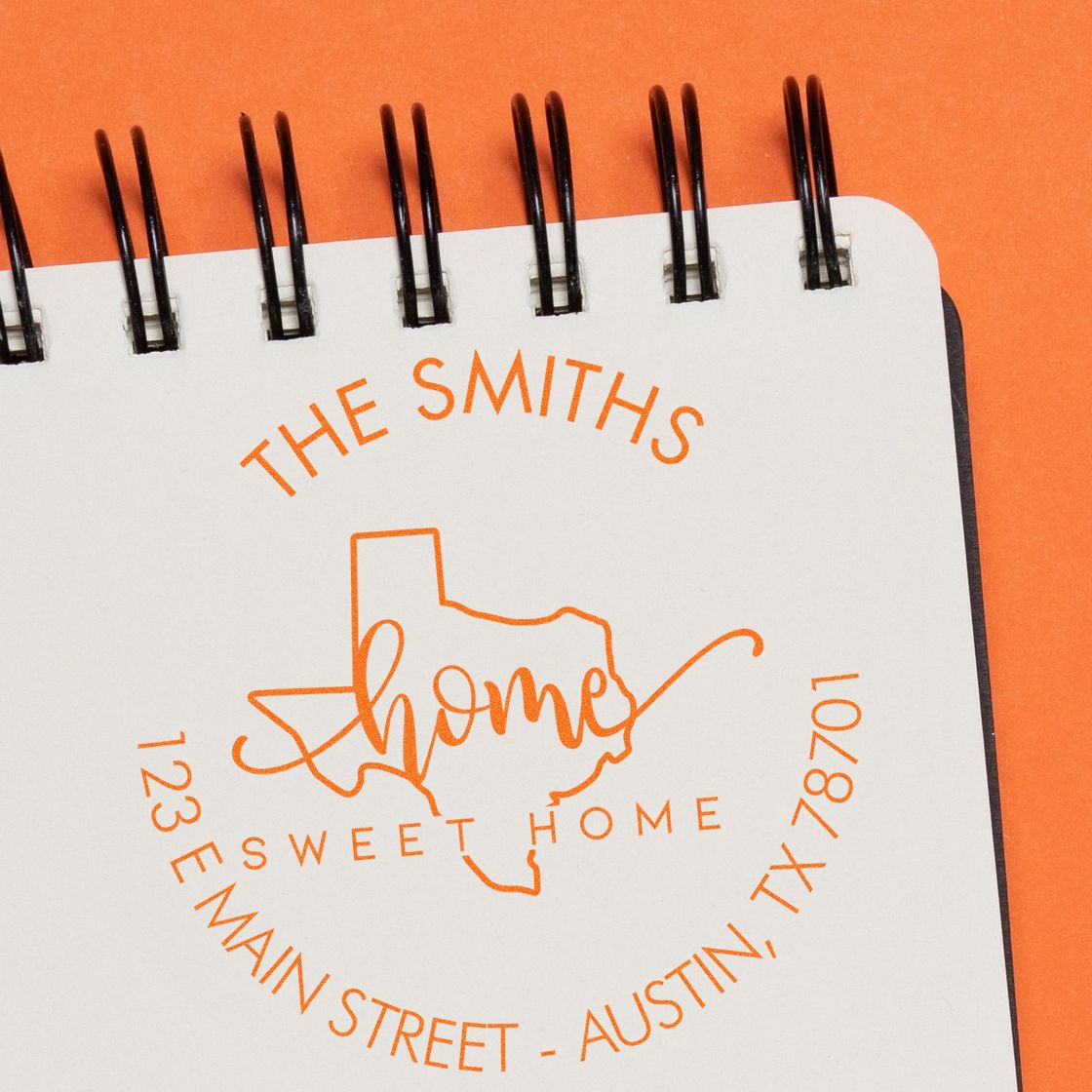 Wooden Handle Round Home Sweet Home for Texas Customized Address Rubber Stamp - Engineer Seal Stamps