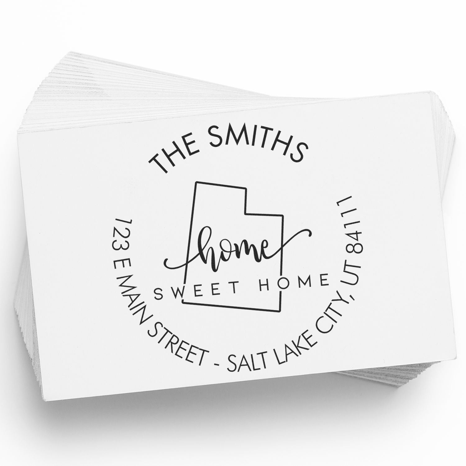 Wooden Handle Round Home Sweet Home for Utah Customized Address Stamp - Engineer Seal Stamps