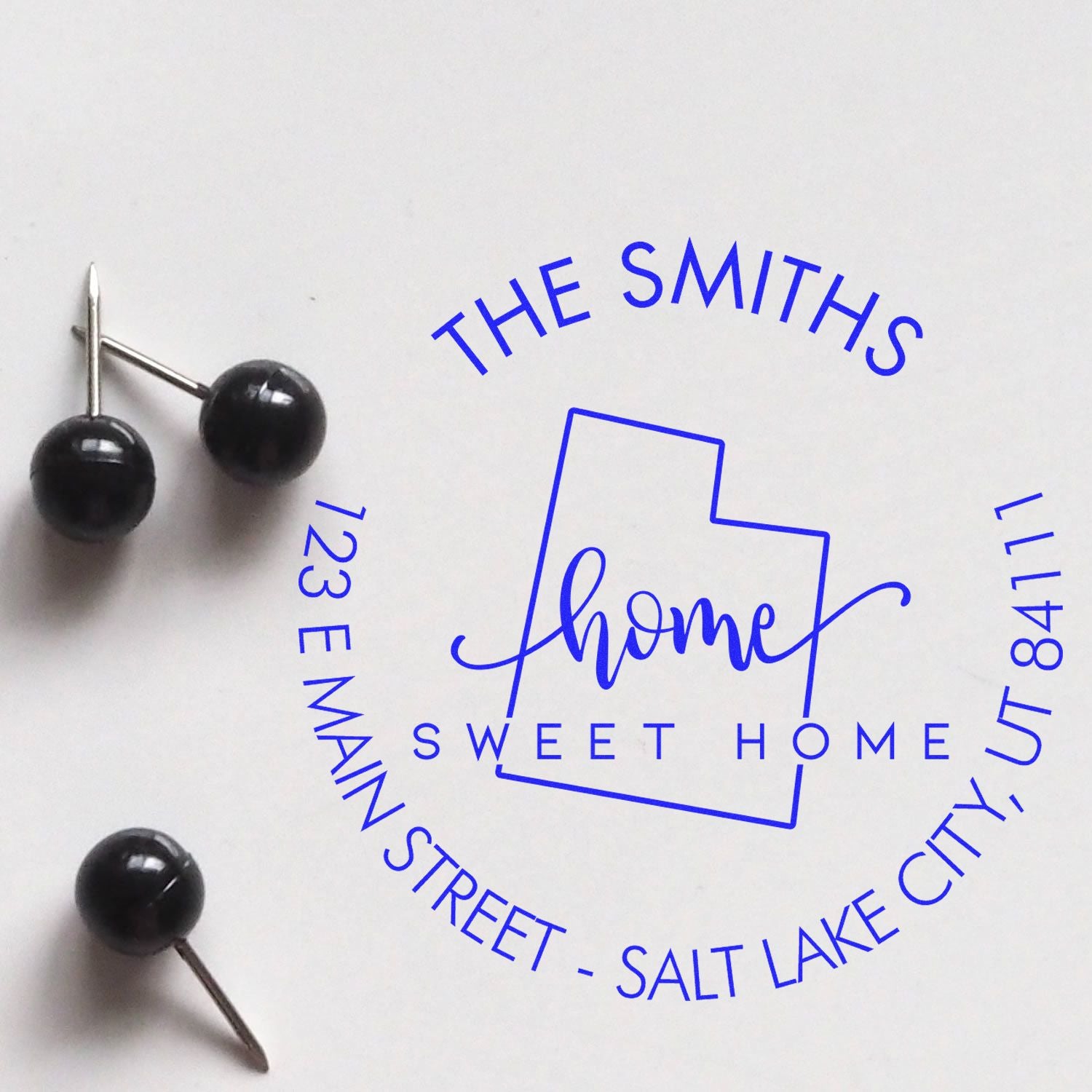 Round PSI Home Sweet Home for Utah Custom Mailing Address Stamper - Engineer Seal Stamps