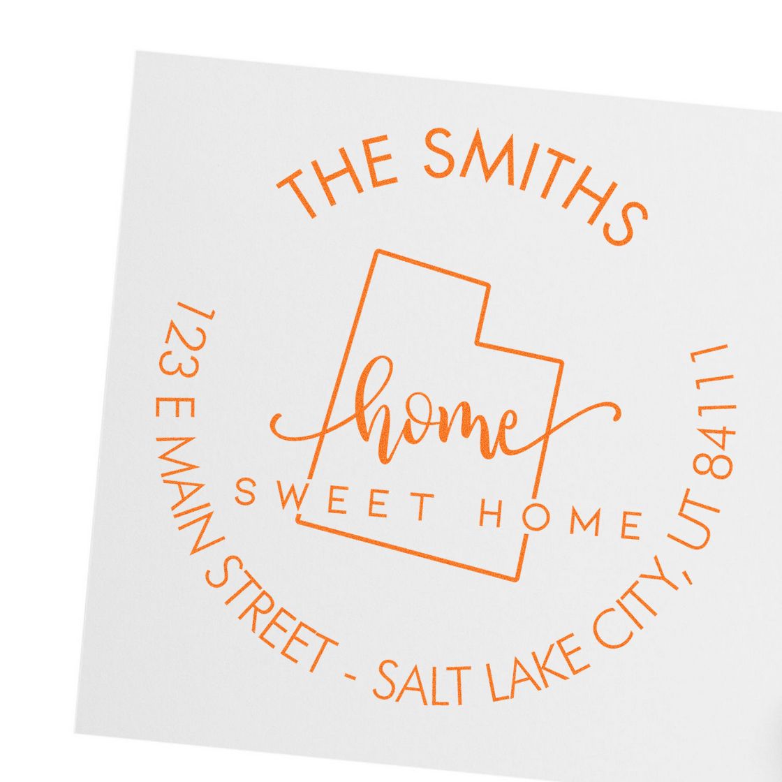 Round PSI Home Sweet Home for Utah Custom Mailing Address Stamper - Engineer Seal Stamps