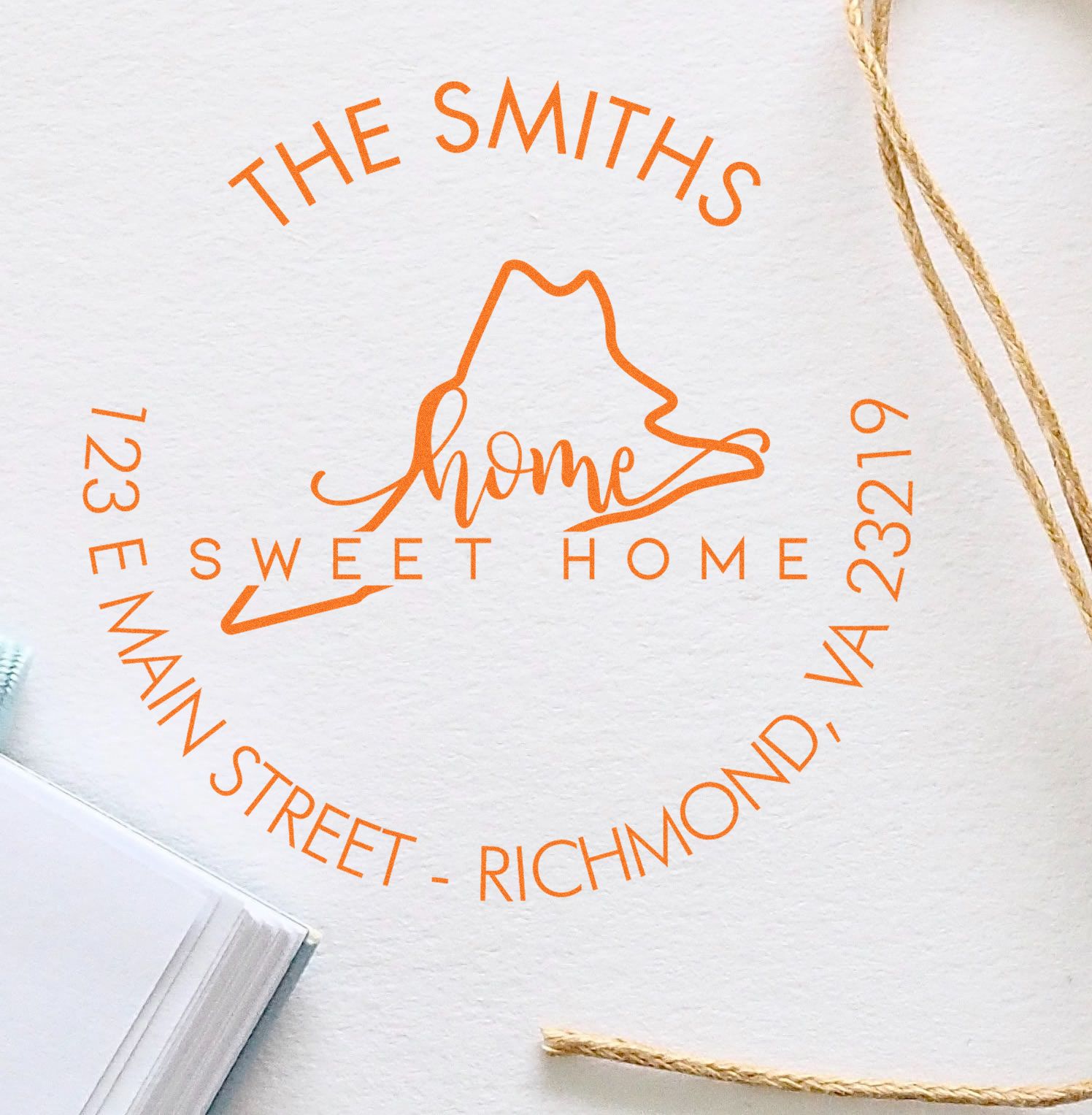 Round PSI Home Sweet Home for Virginia Custom Mailing Stamp - Engineer Seal Stamps