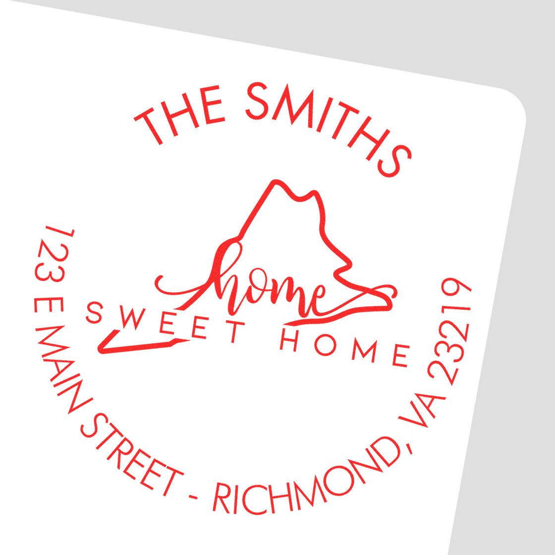 Round PSI Home Sweet Home for Virginia Custom Mailing Stamp - Engineer Seal Stamps