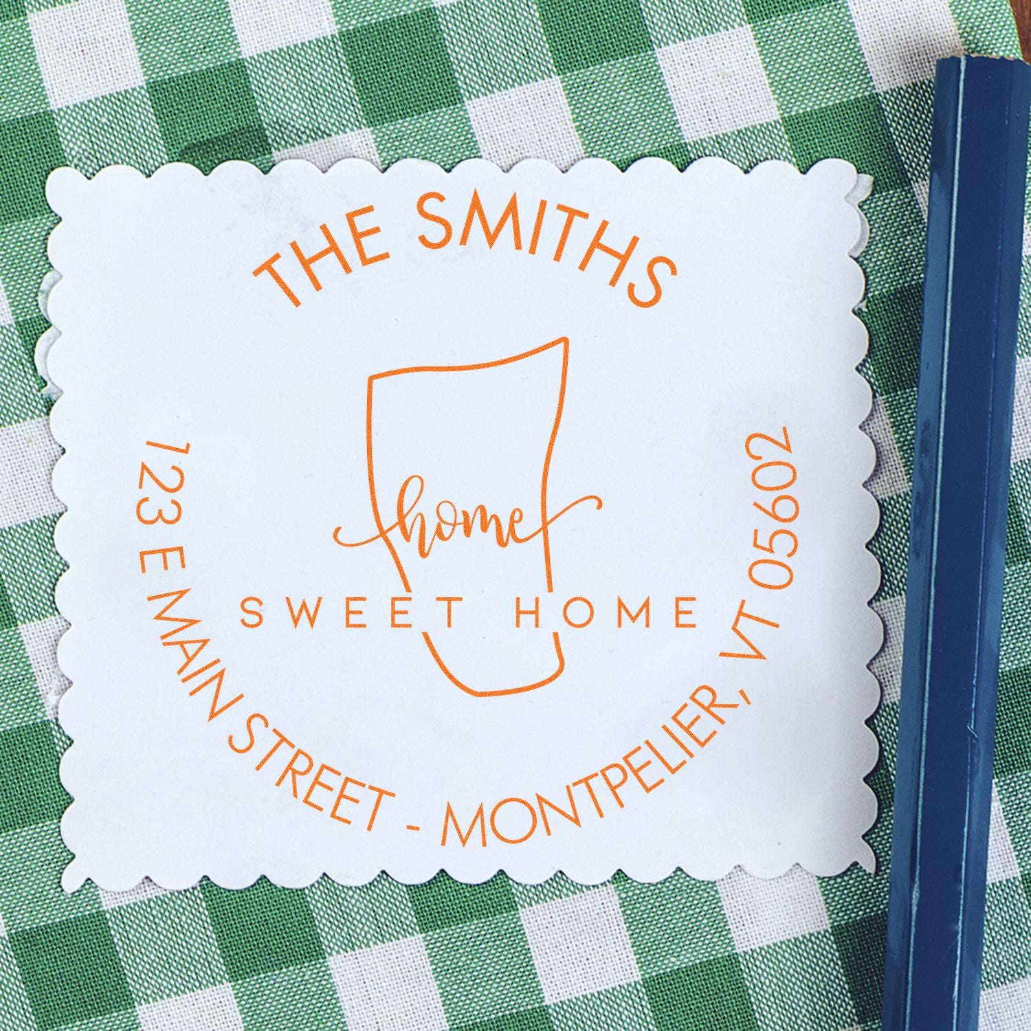 Wooden Handle Round Home Sweet Home for Vermont Customized Address Rubber Stamp - Engineer Seal Stamps