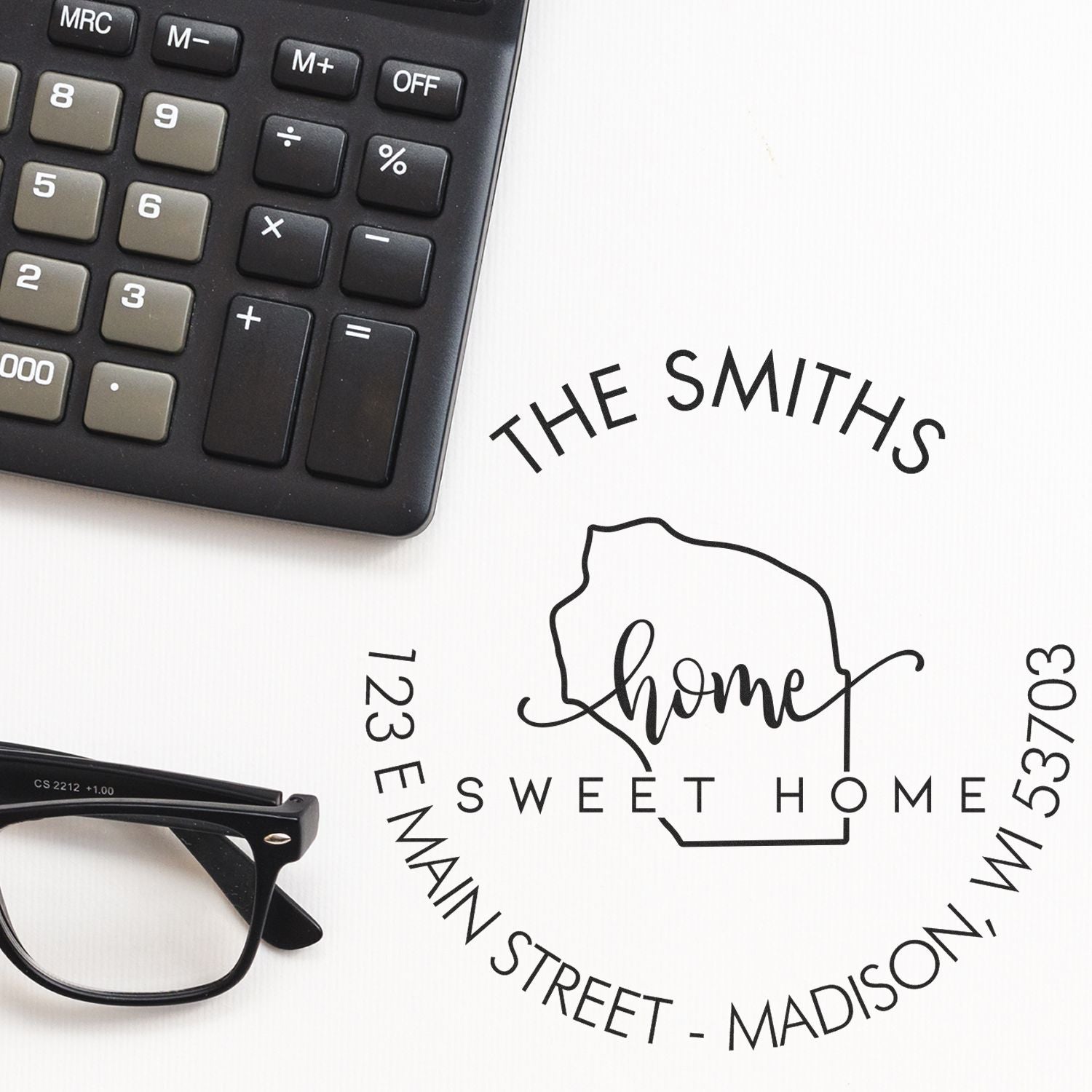Wooden Handle Round Home Sweet Home for Wisconsin Customized Home Address Rubber Stamp - Engineer Seal Stamps