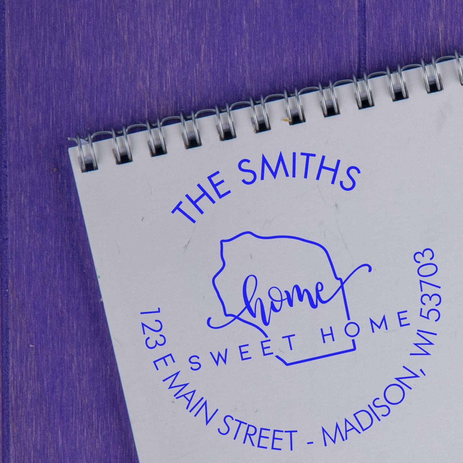 Self-Inking Round Home Sweet Home for Wisconsin Customizable Mail Stamper - Engineer Seal Stamps