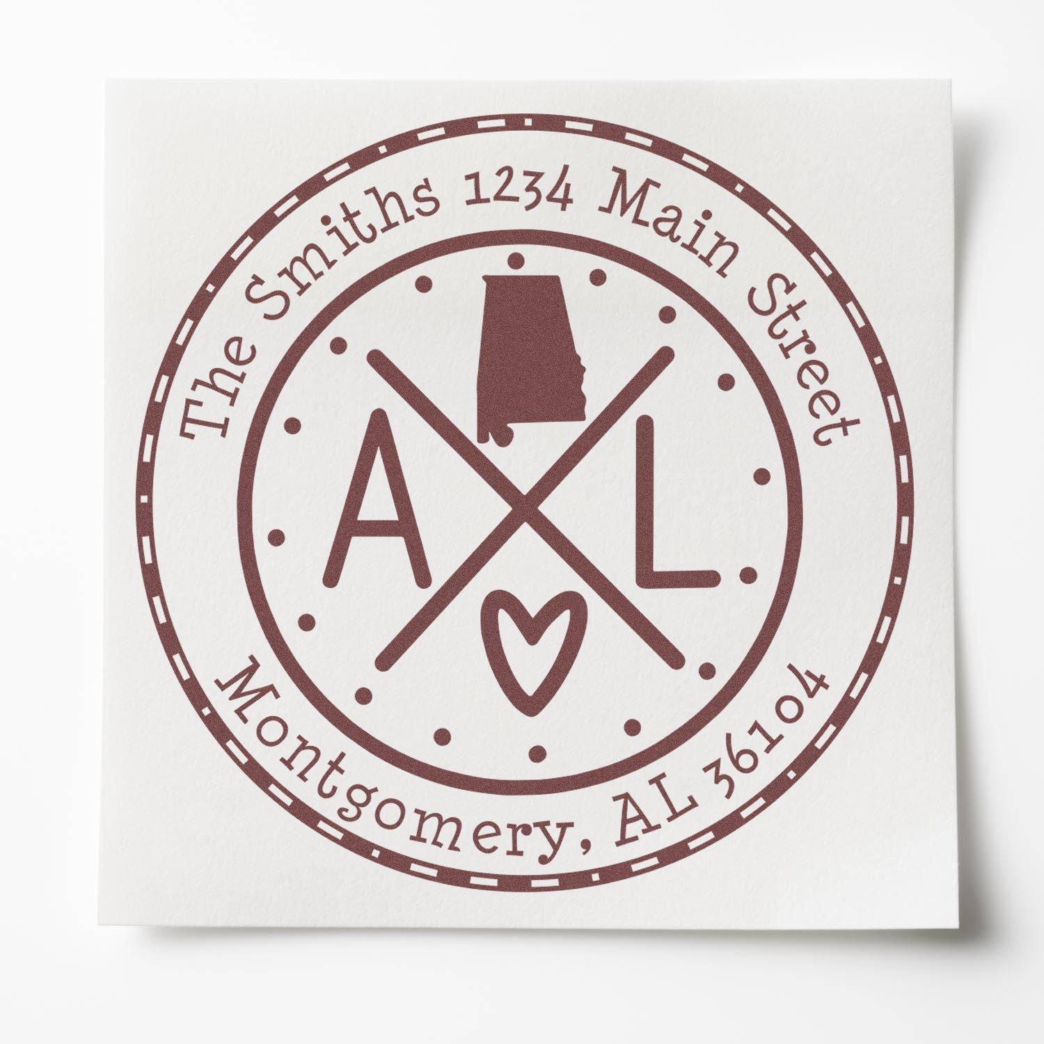 Wooden Handle Round Alabama State Cross Customized Mail Address Rubber Stamp - Engineer Seal Stamps