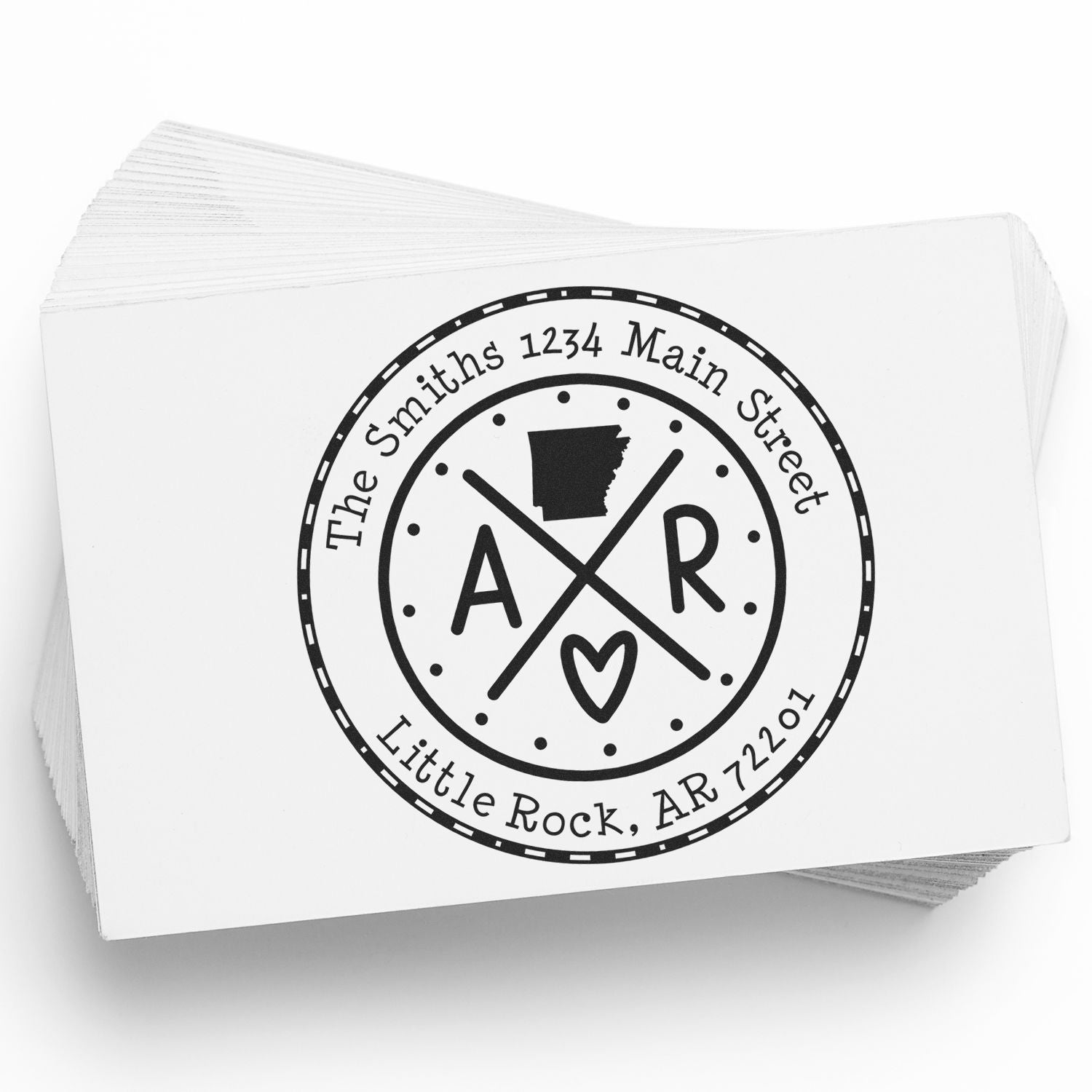Self-Inking Round Arkansas State Cross Customizable Mailing Stamper - Engineer Seal Stamps