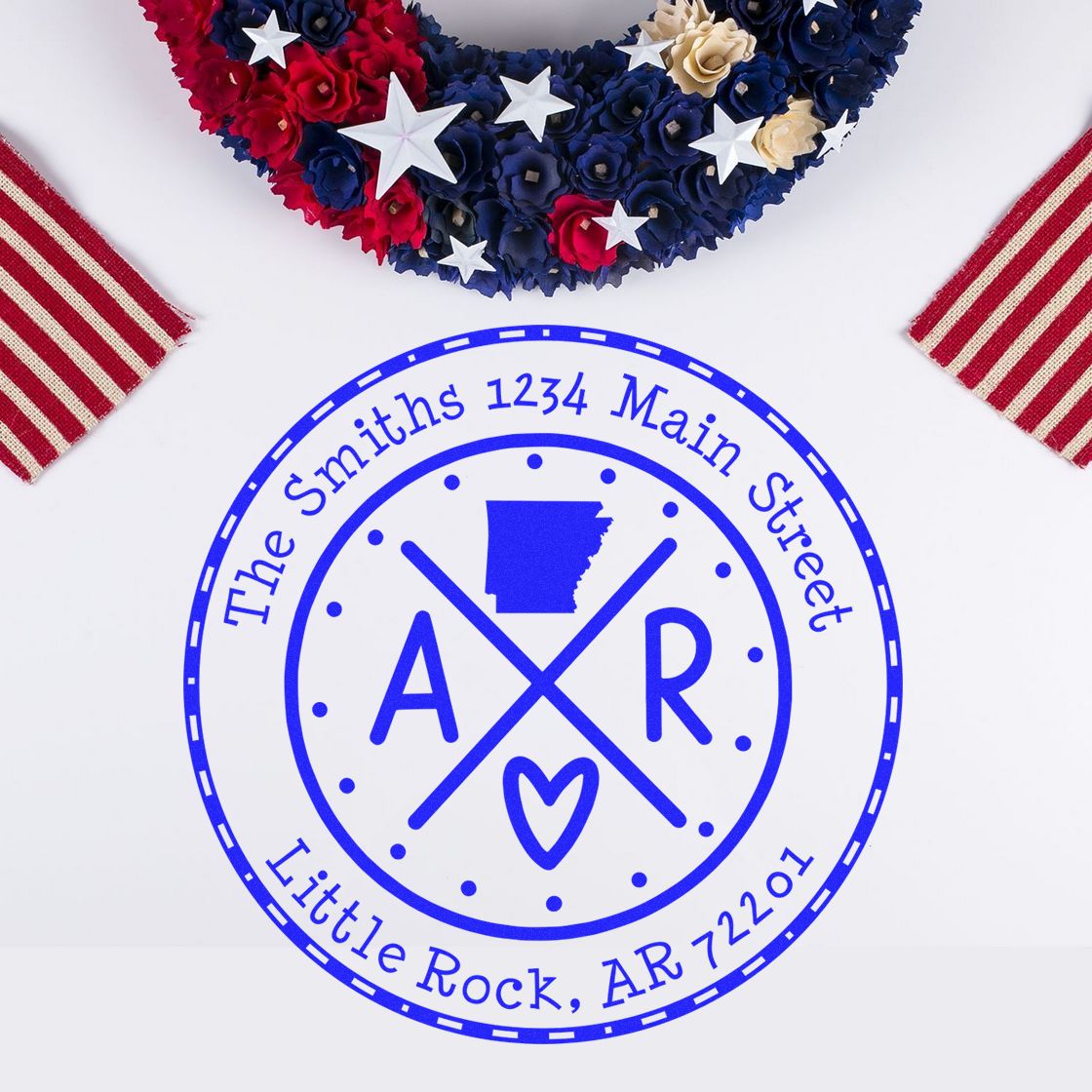 Round PSI Arkansas State Cross Custom New Home Address Stamp - Engineer Seal Stamps