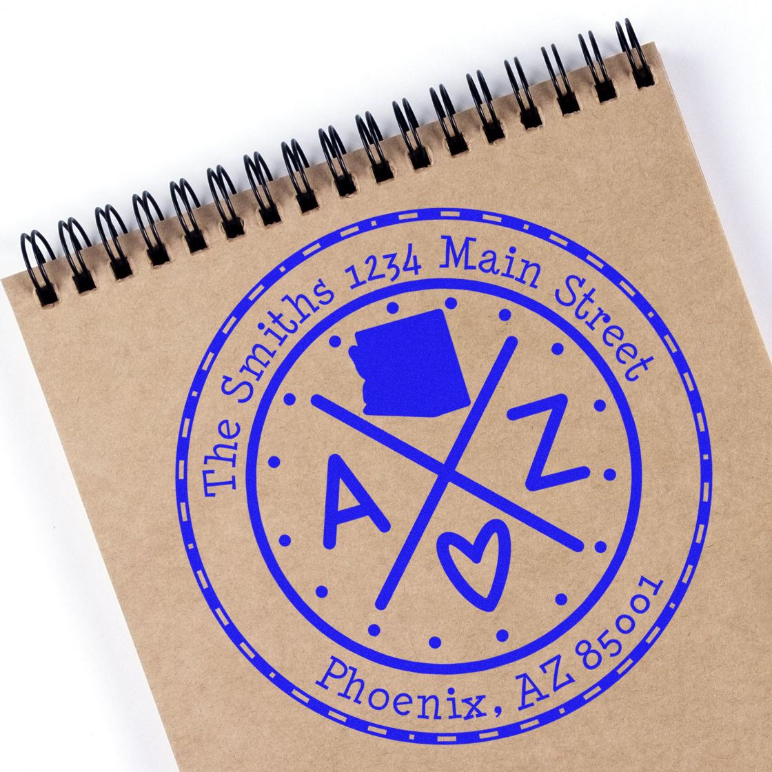 Wooden Handle Round Arizona State Cross Customized Mail Address Rubber Stamp - Engineer Seal Stamps