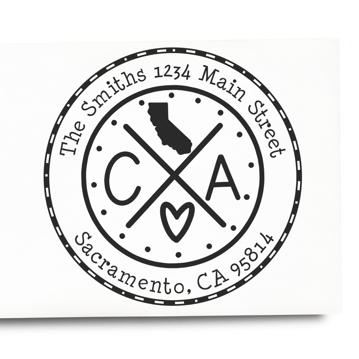 Round PSI California State Cross Custom New Home Address Stamper - Engineer Seal Stamps