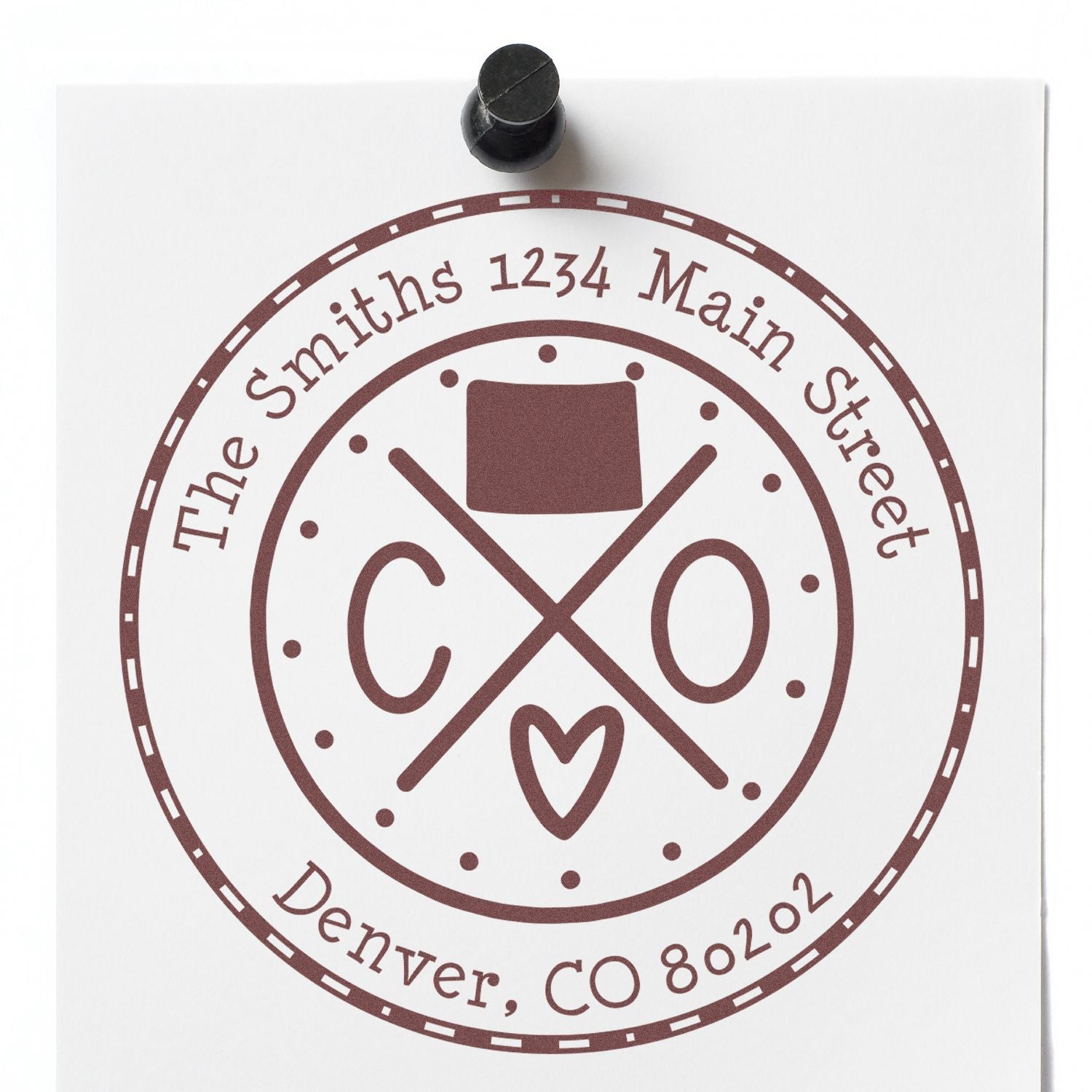 Wooden Handle Round Colorado State Cross Customized Mail Rubber Stamp - Engineer Seal Stamps