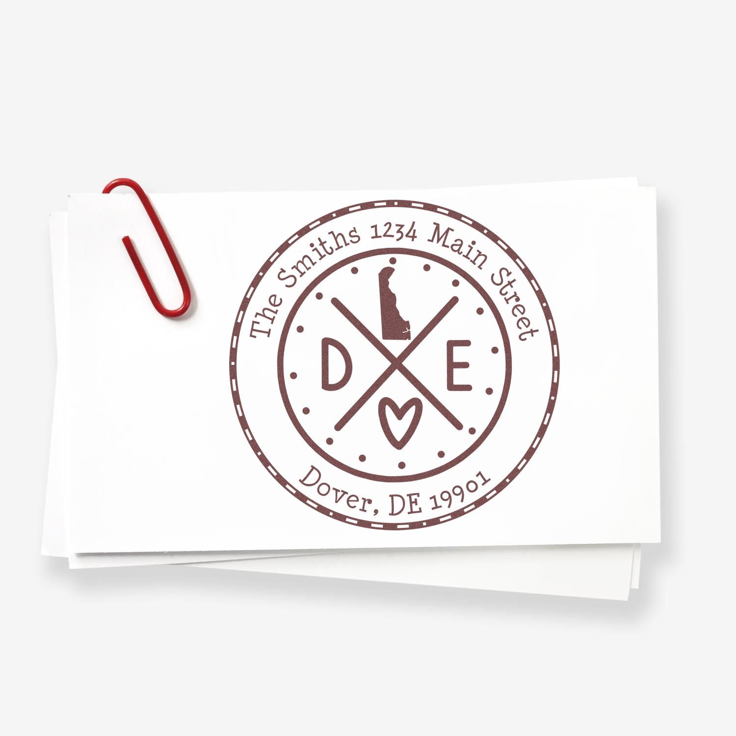 Slim Delaware State Cross Custom Address Stamp - Engineer Seal Stamps