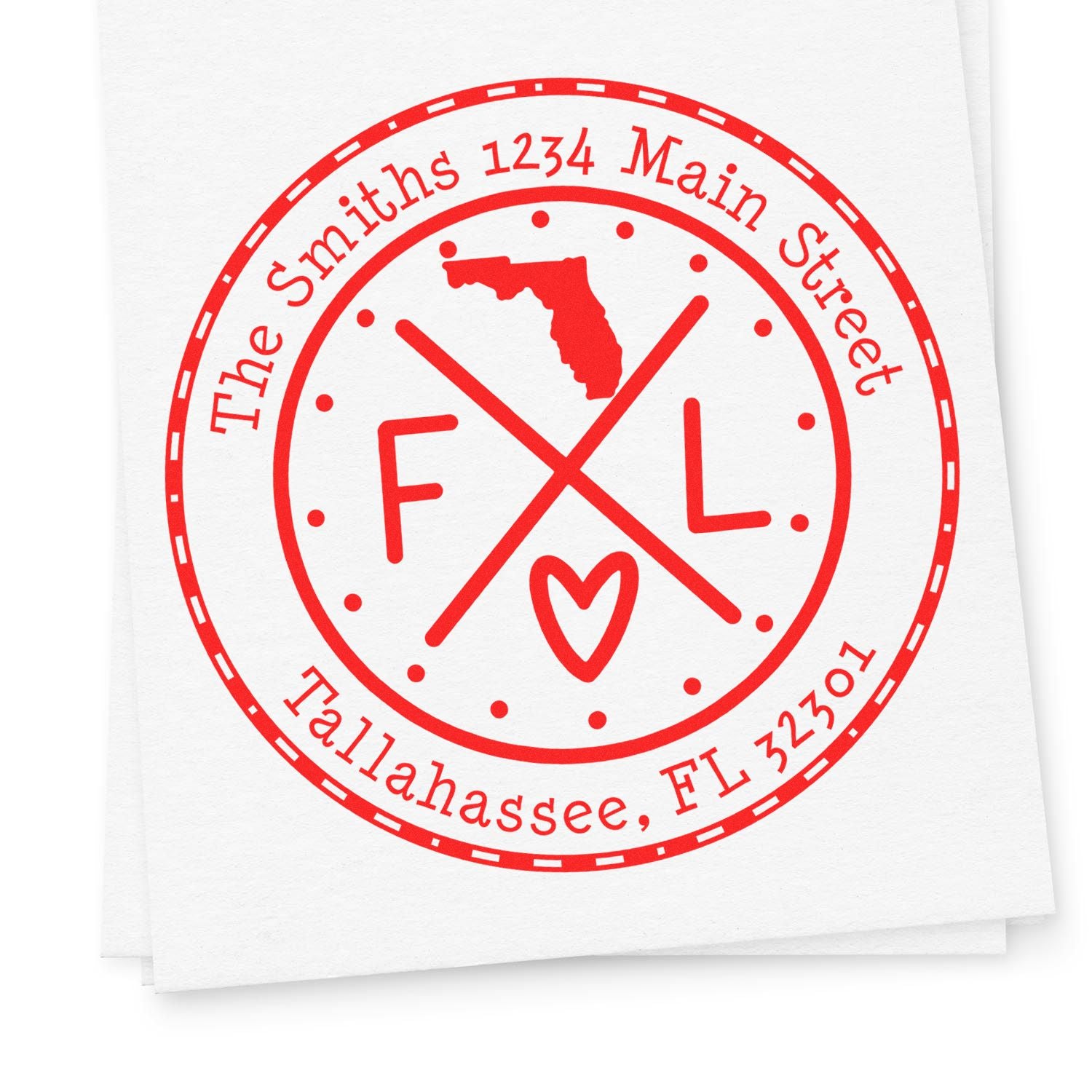 Self-Inking Round Florida State Cross Customizable New Address Stamp - Engineer Seal Stamps