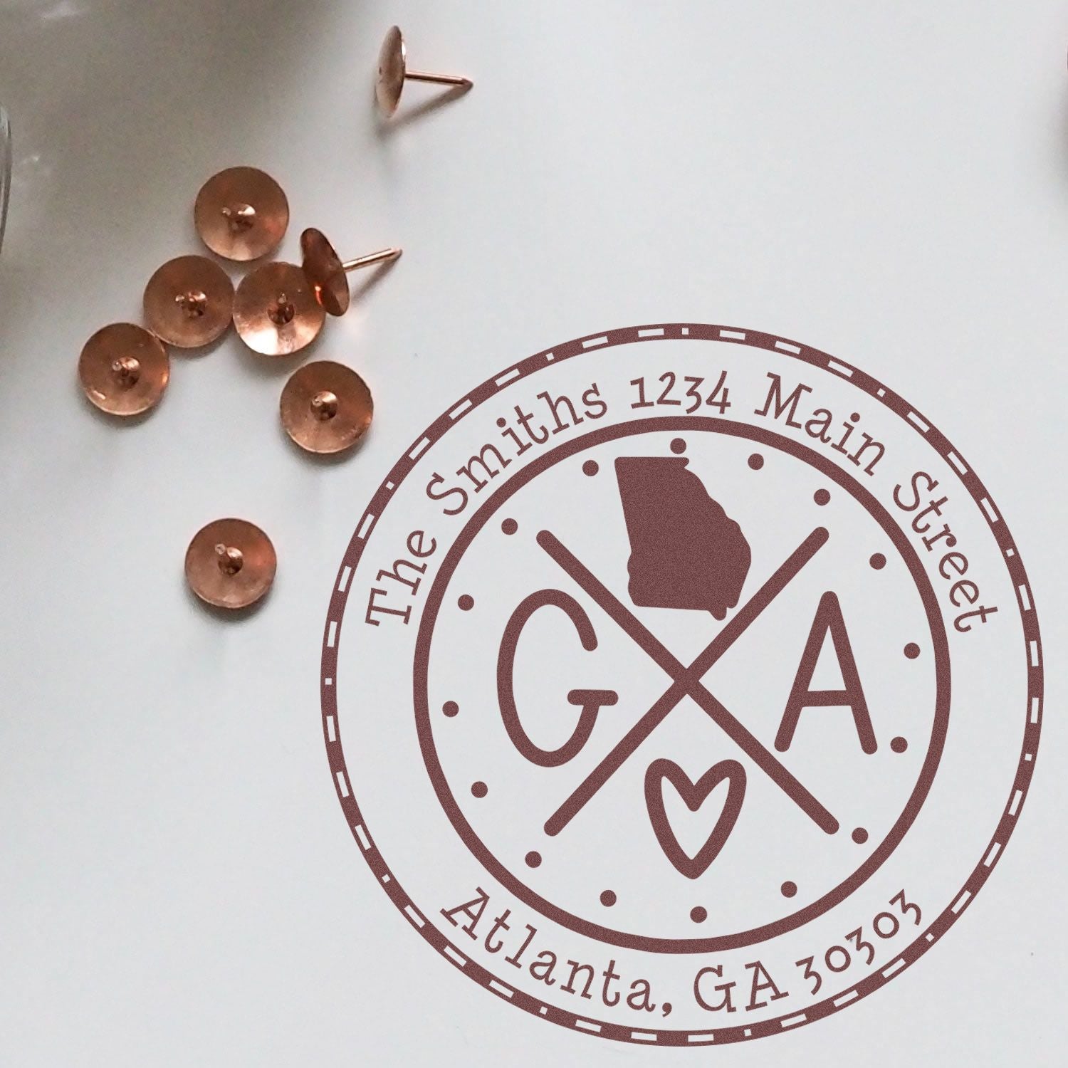 Round PSI Georgia State Cross Customizable Address Label Stamp - Engineer Seal Stamps