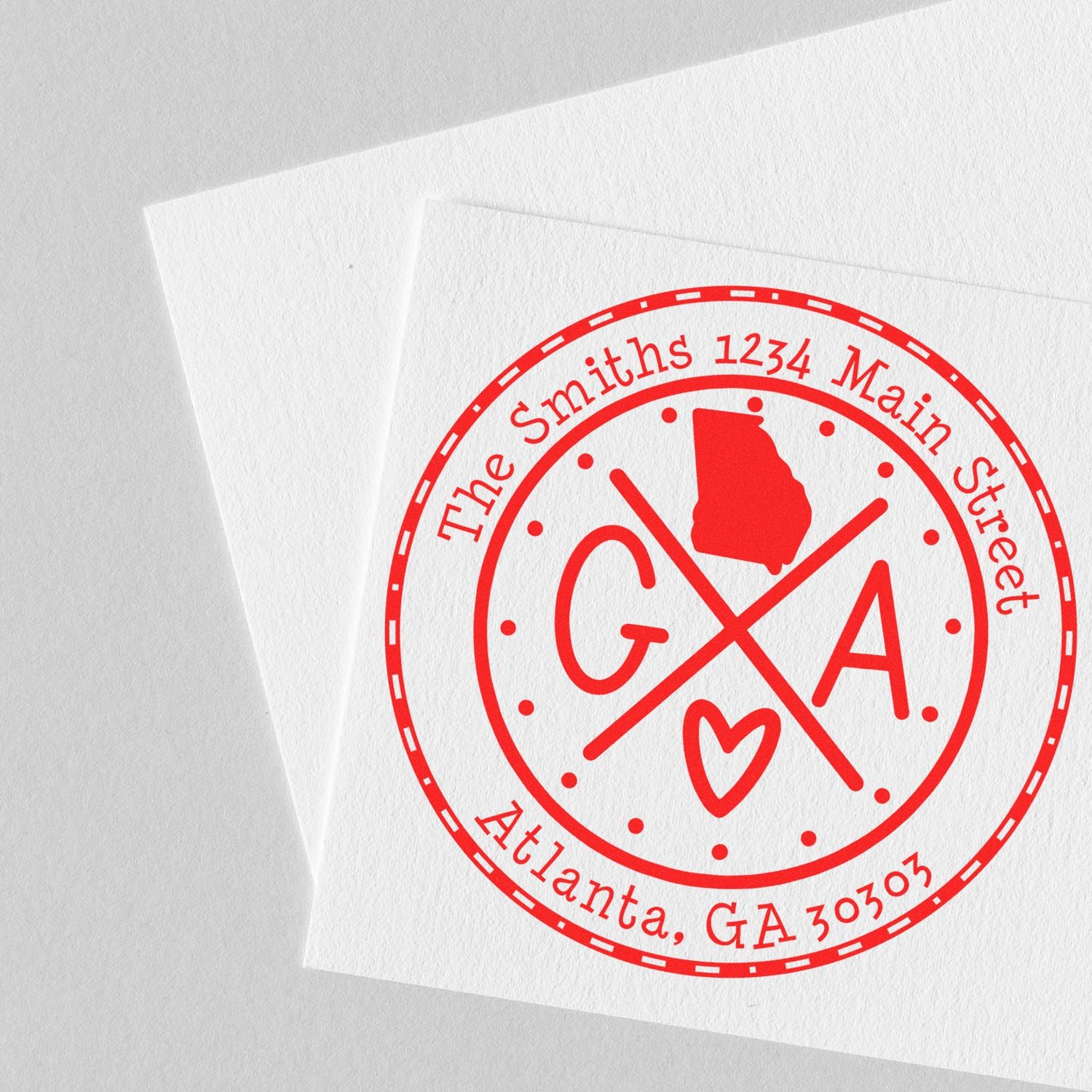 Self-Inking Round Georgia State Cross Customizable New Address Stamper - Engineer Seal Stamps